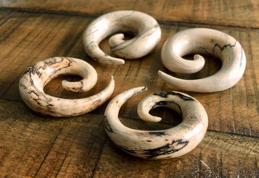 PAIR of Unique Organic Tamarind Wood Spiral Tapers - Gauges 4g (5mm) up to 3/4" (19mm) available!