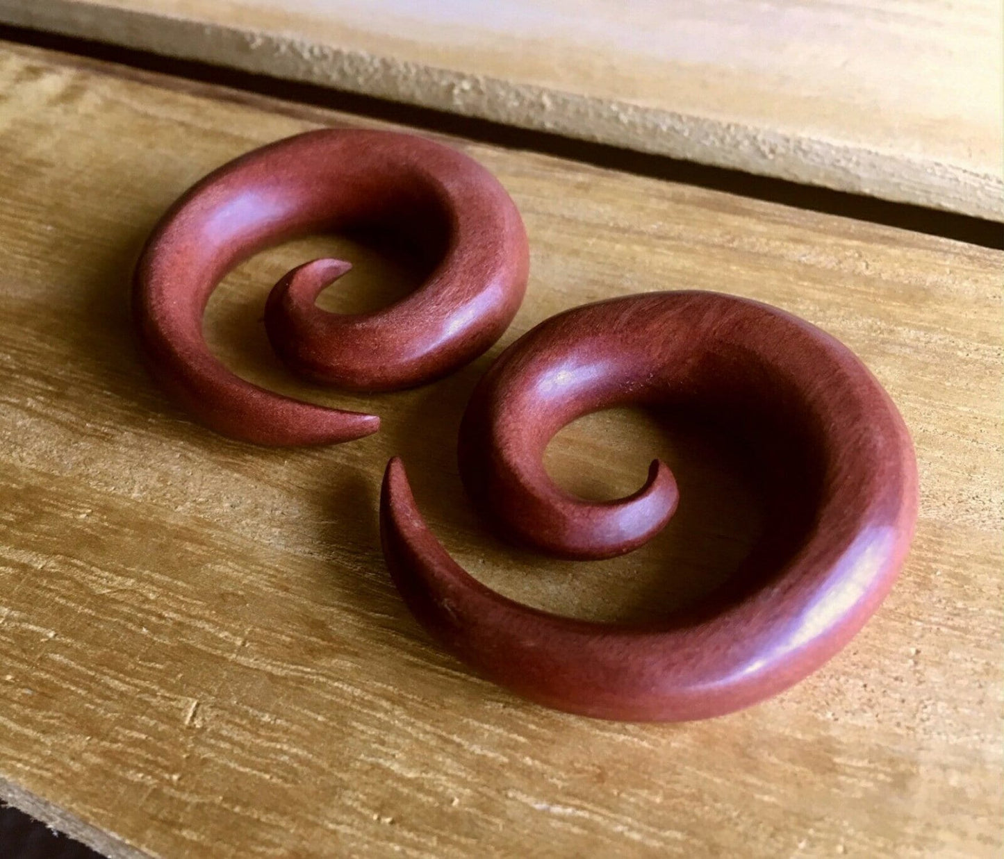 PAIR of Stunning Organic Sawo Wood Spiral Tapers - Gauges 4g (5mm) up to 1/2" (12mm) available!