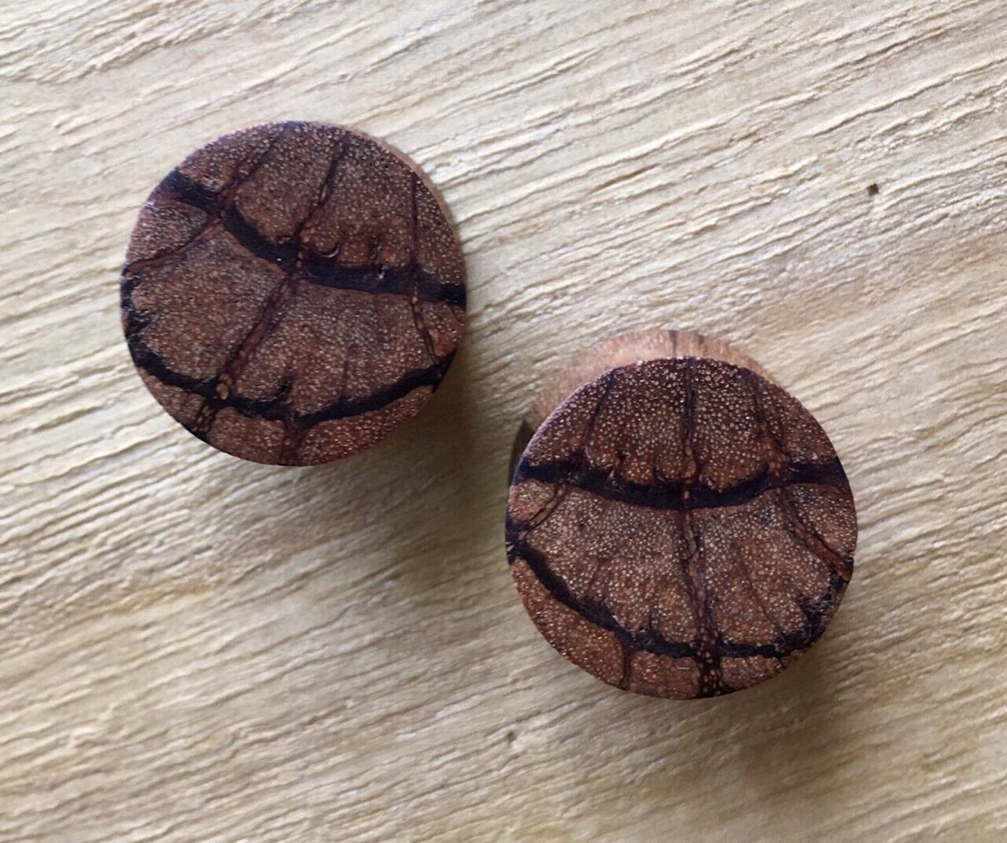 PAIR of Unique Organic Batik Wood Saddle Plugs - Gauges 2g (6mm) up to 20mm available!