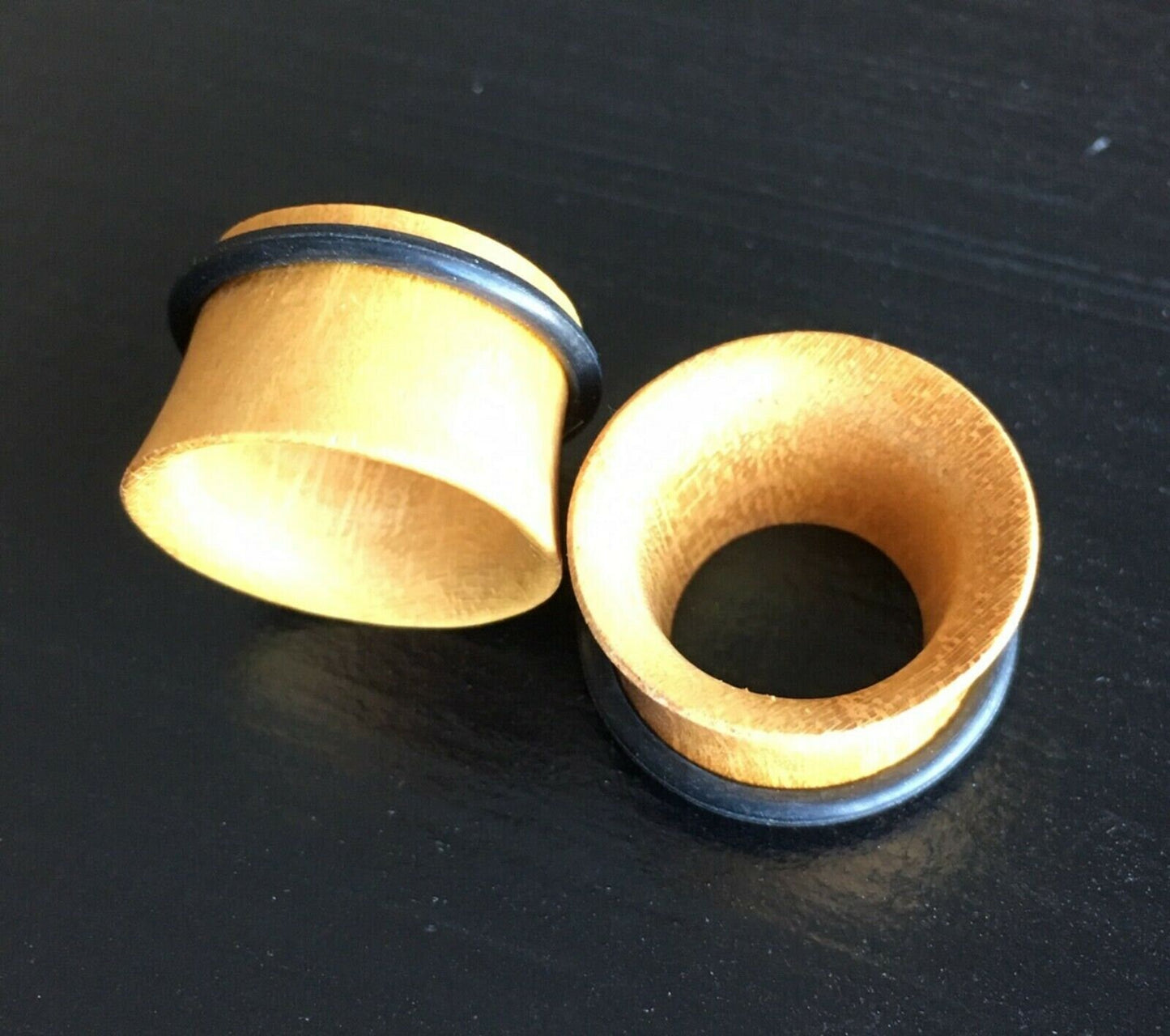 PAIR of Unique Organic Jackfruit Wood Single Flare Tunnels / Plugs with O-Rings - Gauges 8g (3.2mm) up to 13/16" (20mm) available!