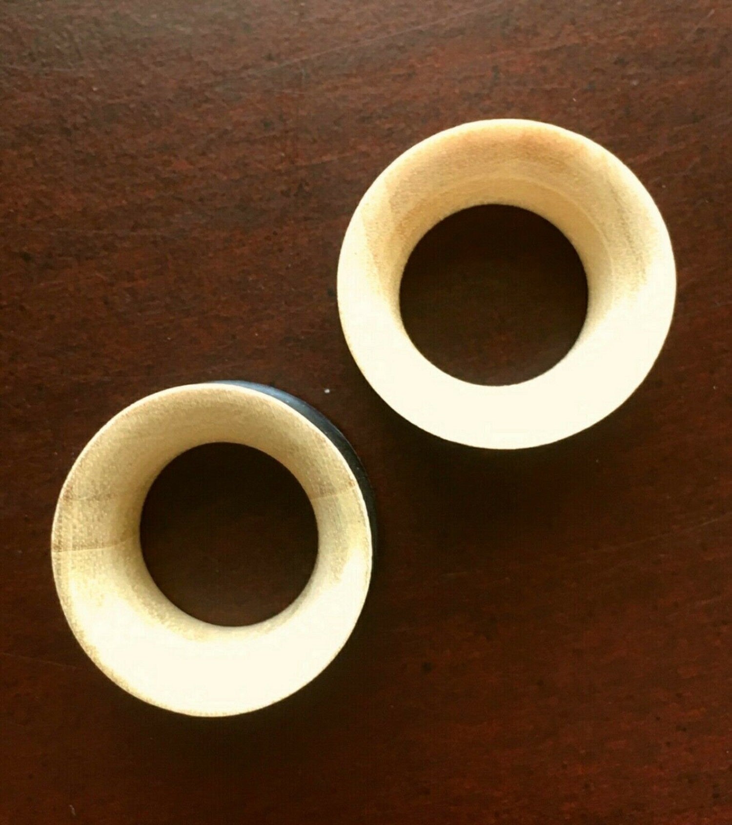 PAIR of Stunning Organic Blonde Crocodile Wood Single Flare Tunnels / Plugs with O-Rings - Gauges 8g (3.2mm) up to 13/16" (20mm) available!
