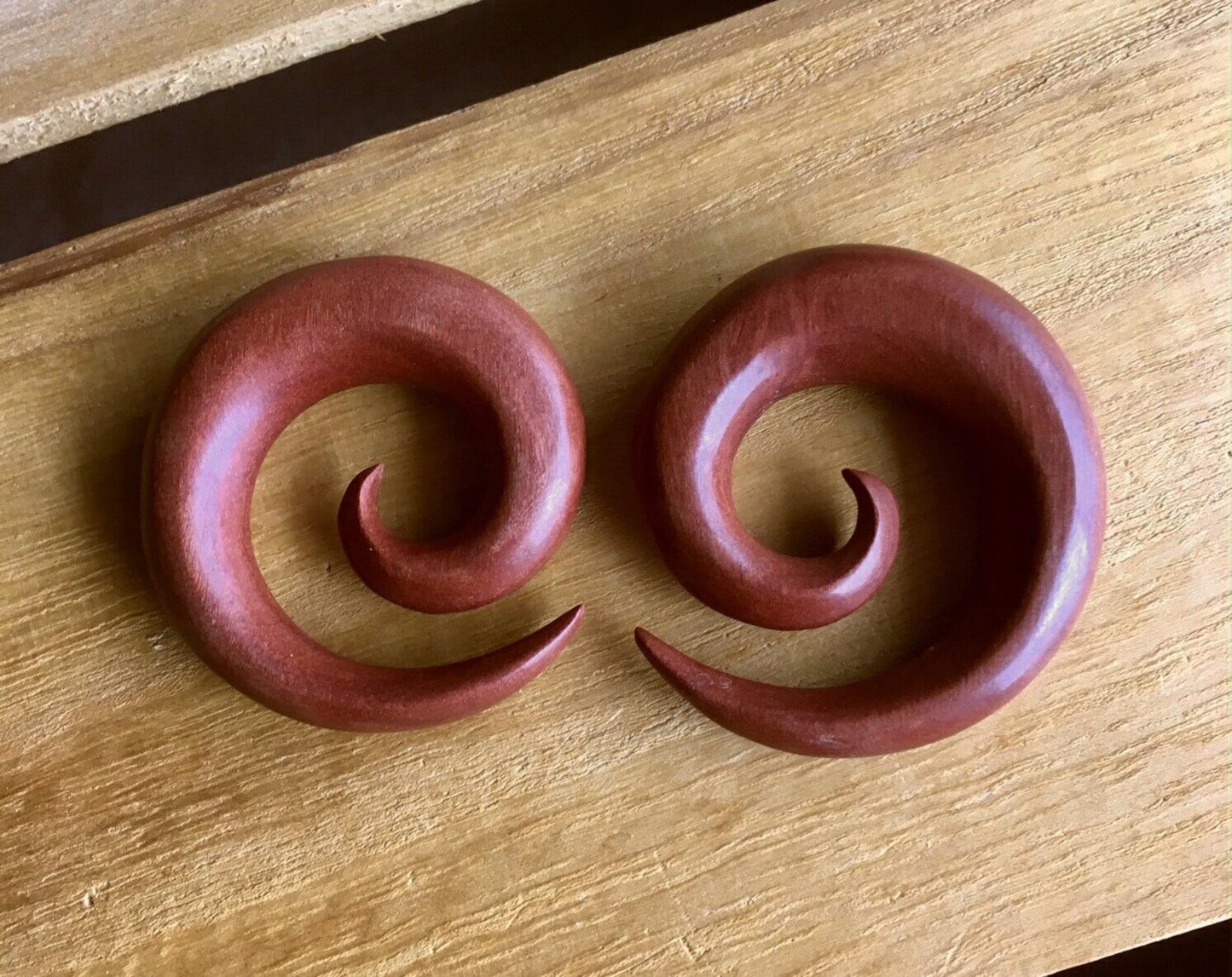 PAIR of Stunning Organic Sawo Wood Spiral Tapers - Gauges 4g (5mm) up to 1/2" (12mm) available!