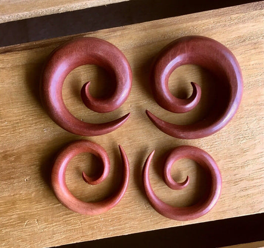 PAIR of Stunning Organic Sawo Wood Spiral Tapers - Gauges 4g (5mm) up to 1/2" (12mm) available!