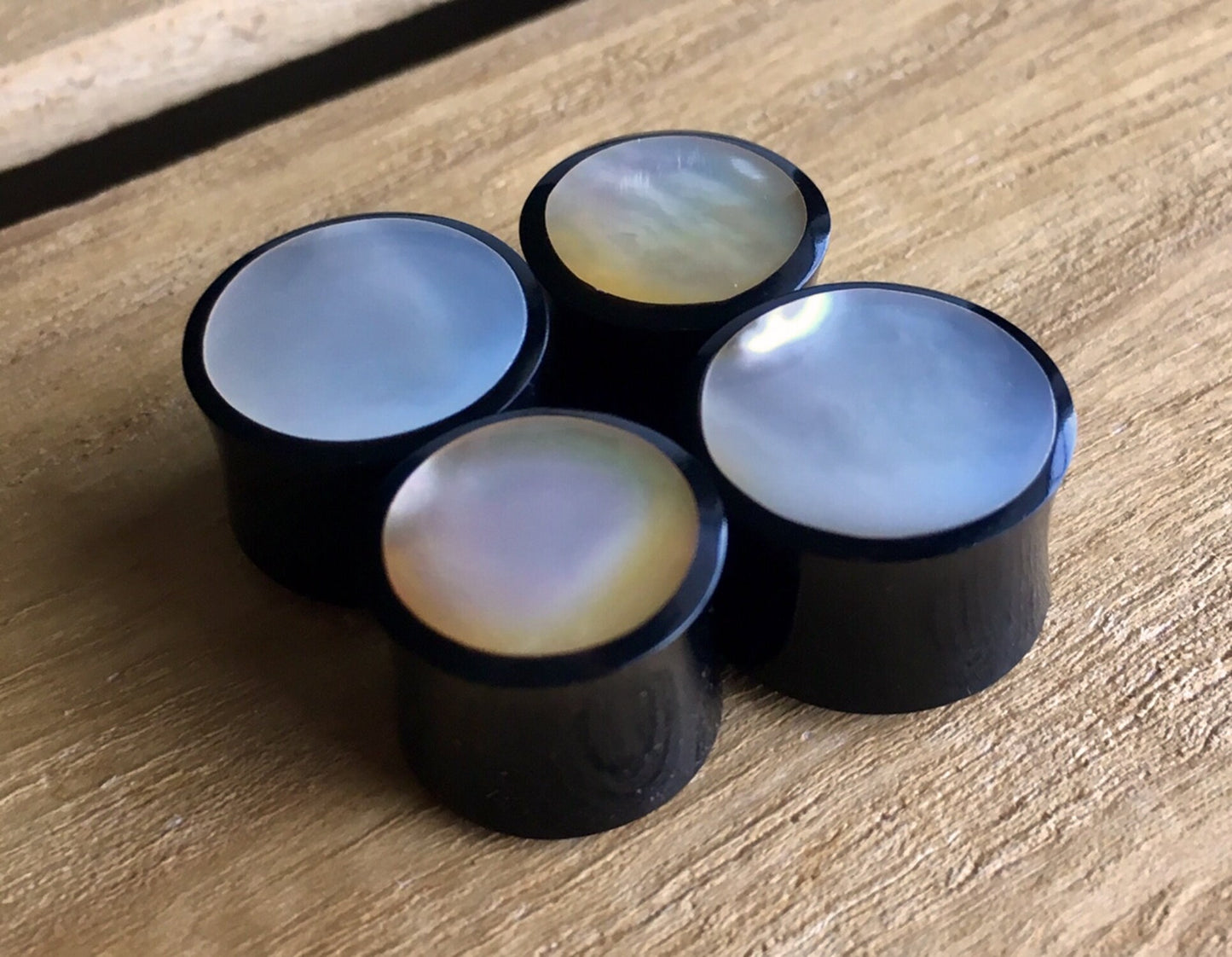 PAIR of Unique Organic Horn with Mother of Pearl Inlay Plugs - Gauges 4g (5mm) up to 5/8" (16mm) available!