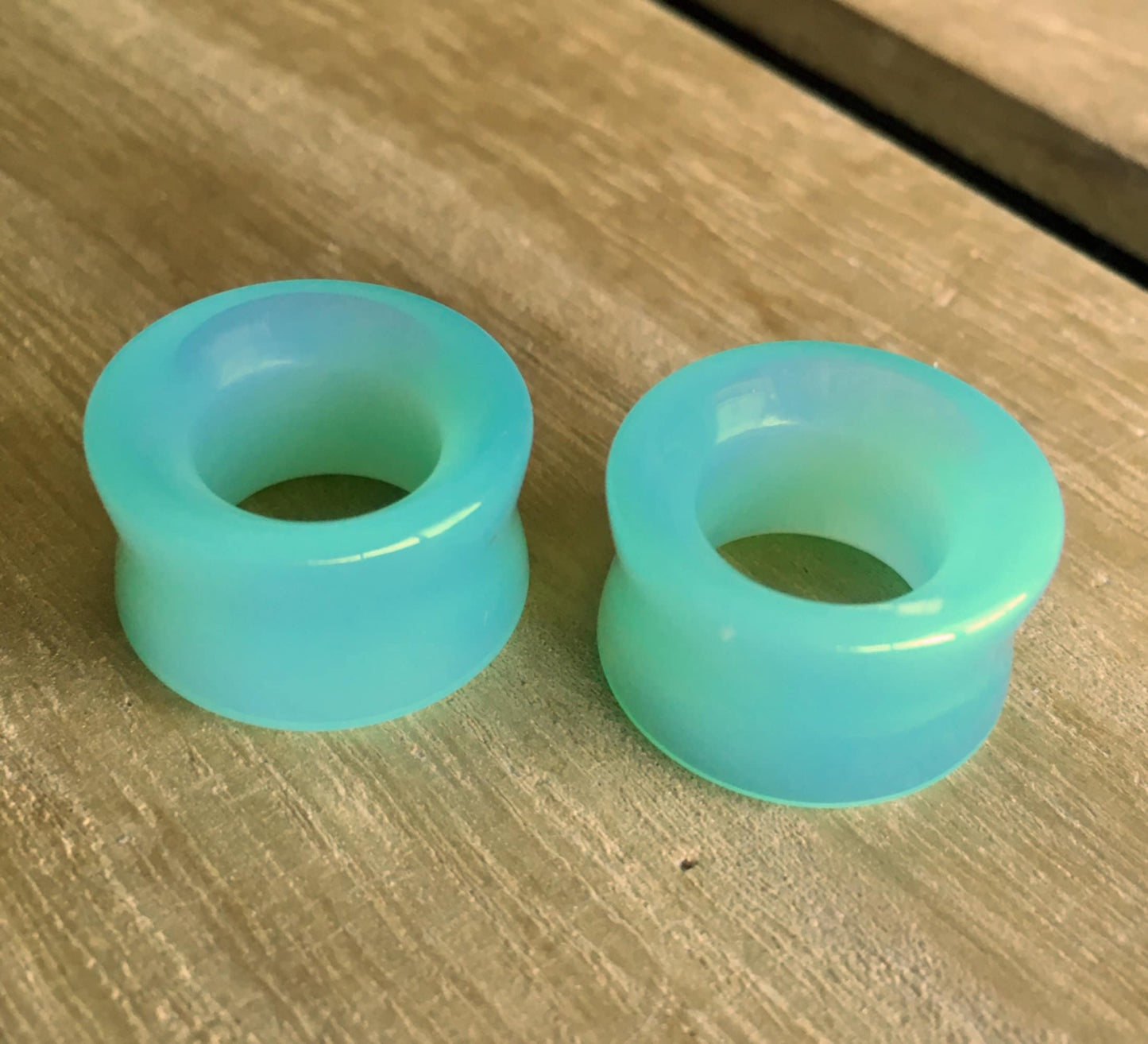 PAIR of Stunning Green Opalite Glass Double Flare Tunnels - Gauges 0g (8mm) thru 1" (25mm) available!