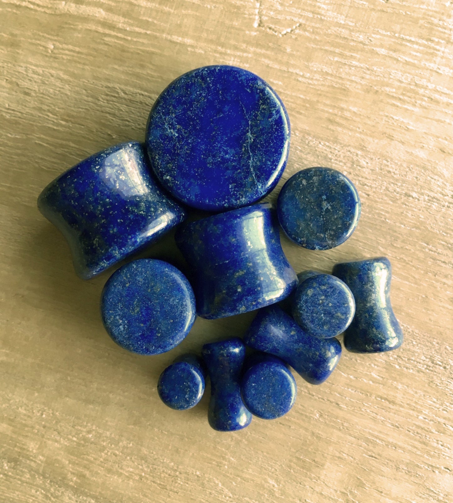 PAIR of Stunning Lapis Lazuli Organic Stone Plugs - only 14mm (9/16") left!