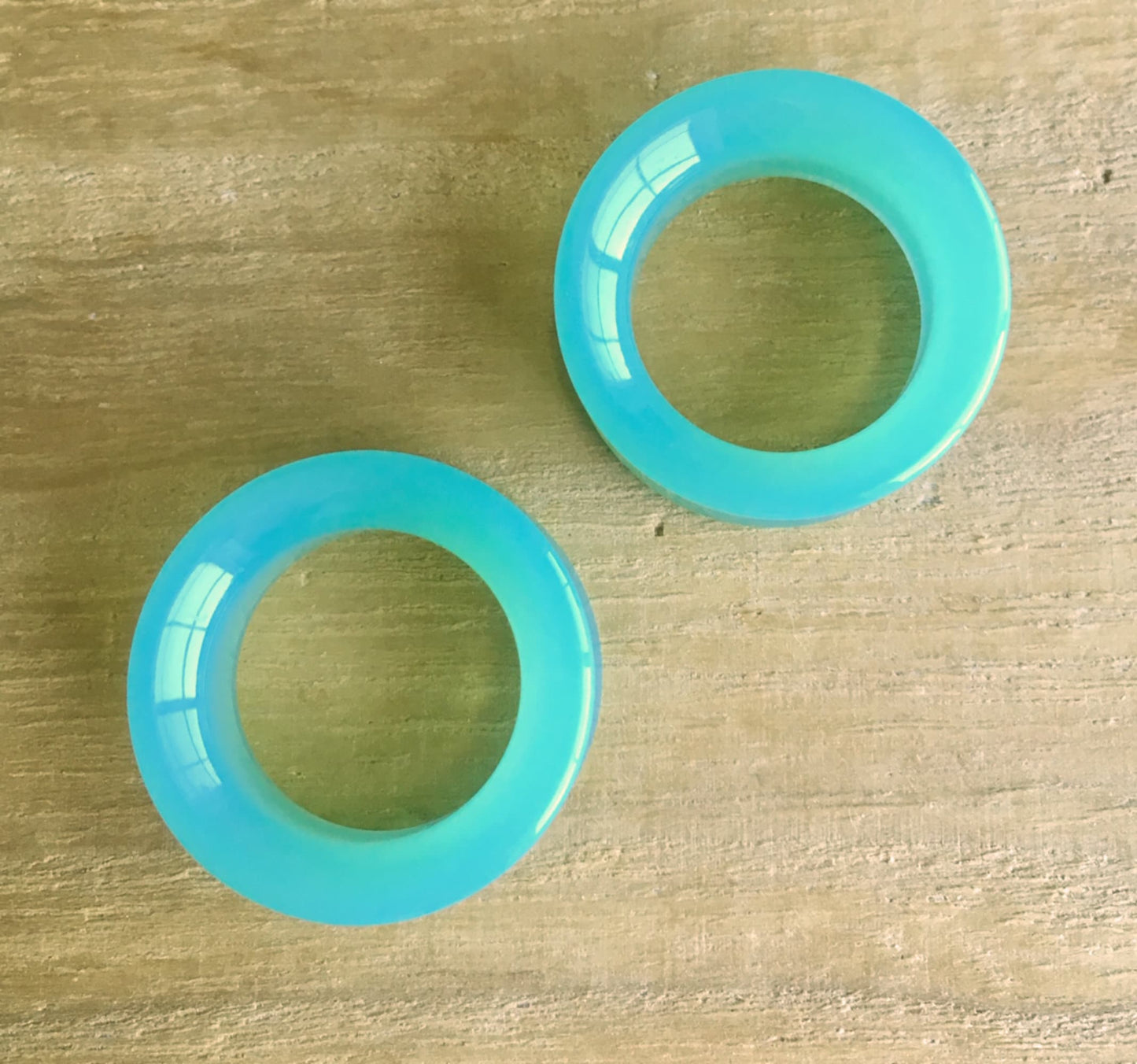 PAIR of Stunning Green Opalite Glass Double Flare Tunnels - Gauges 0g (8mm) thru 1" (25mm) available!