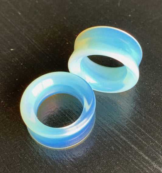 PAIR of Unique Opalite Opalescent Stone Moonstone Tunnels- Gauges 2g (6mm) to 1&1/2" (38mm) available!