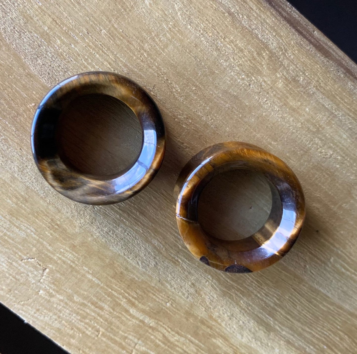PAIR of Organic Tiger Eye Stone Double Flare Tunnels - Gauges 2g up to 1" (25mm) available!