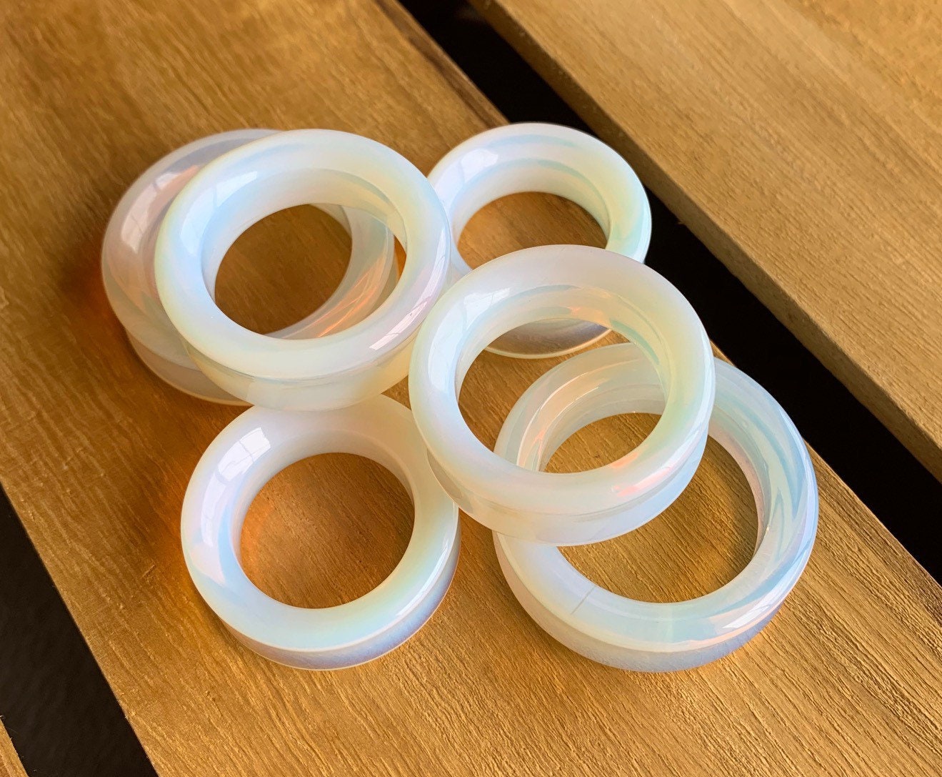 PAIR of Unique Opalite Opalescent Stone Moonstone Tunnels- Gauges 2g (6mm) to 1&1/2" (38mm) available!