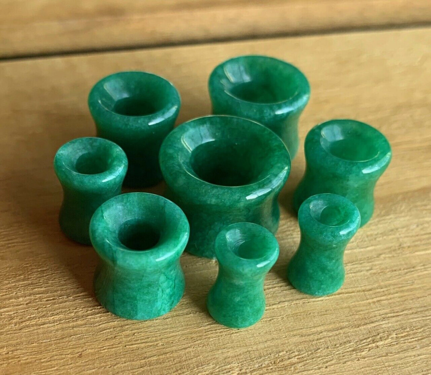 PAIR of Stunning Real Jade Organic Stone Tunnels