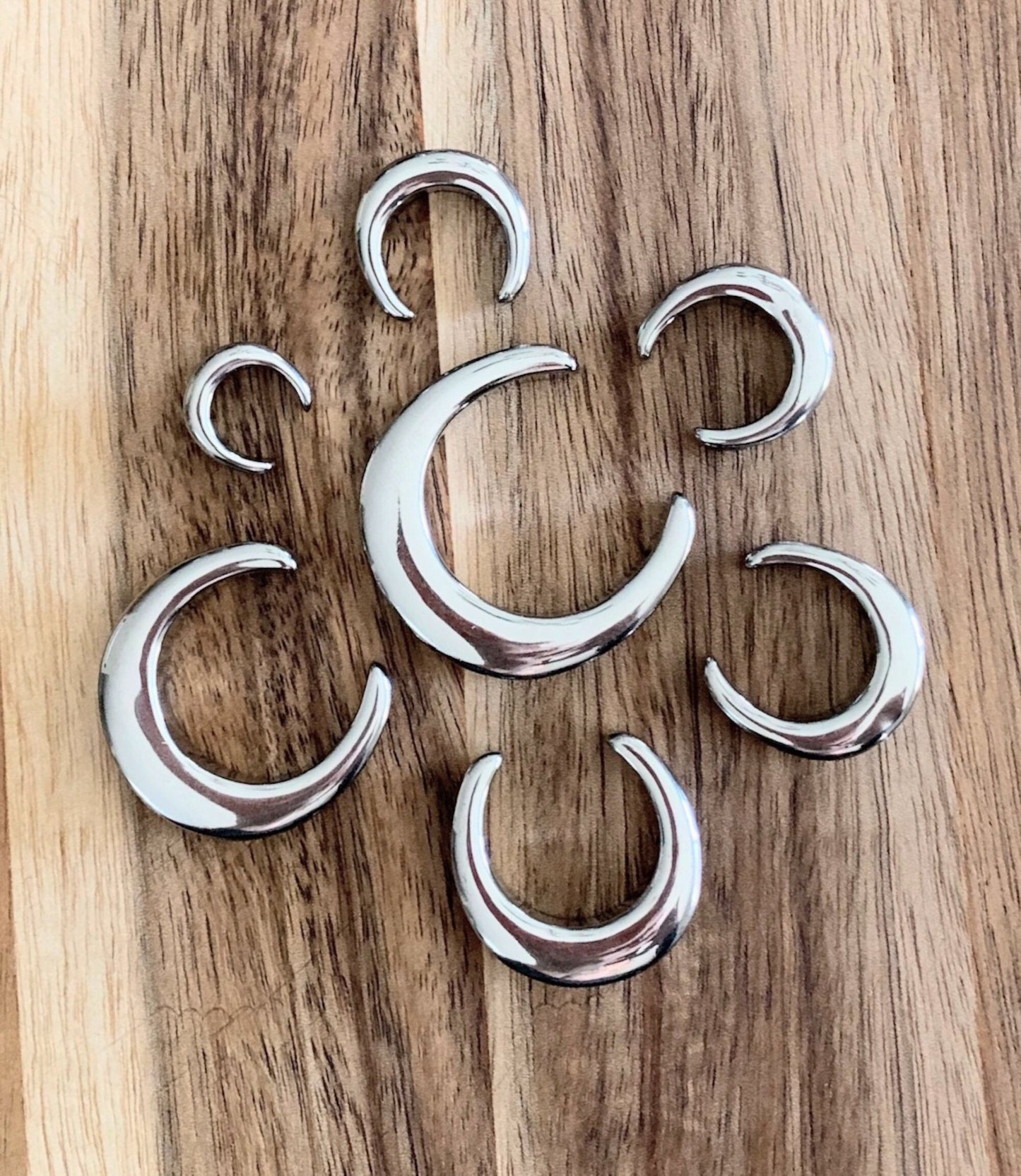 PAIR of Unique Saddle Surgical Steel Ear Spreaders Silver Hanger-Tunnels/Plugs - Gauges 00g (10mm) thru 1" (25mm) available!