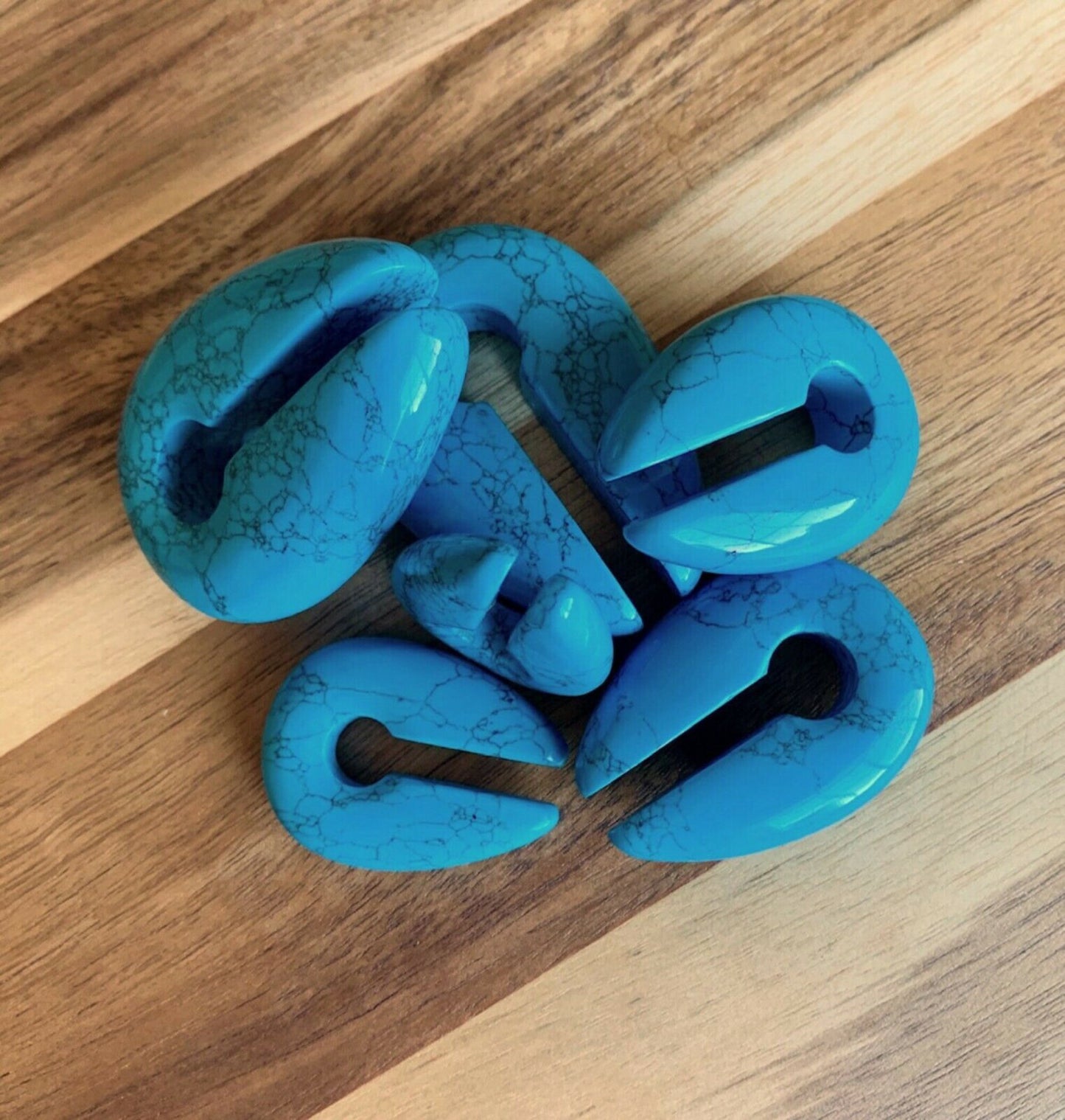 PAIR of Organic Turquoise Keyhole Hanger Ear Weight Tunnels/Plugs - Gauge 0g (8mm) thru 5/16 (16mm) available!