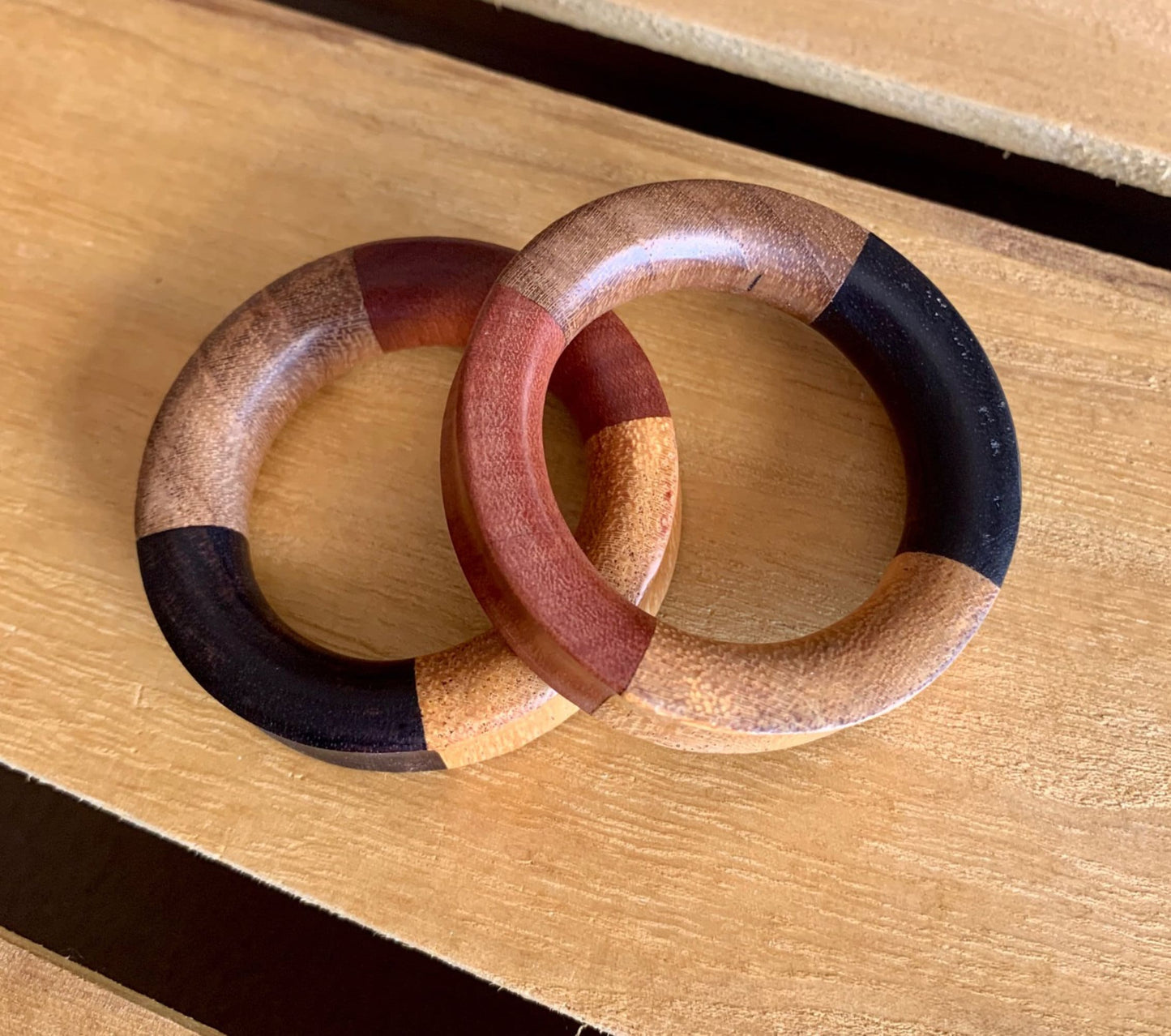 PAIR of Unique Organic Concave Sawo, Jackfruit, Areng, Teak Quarters Wood Tunnels - Gauges 1" (25mm) thru 2" (52mm) available!