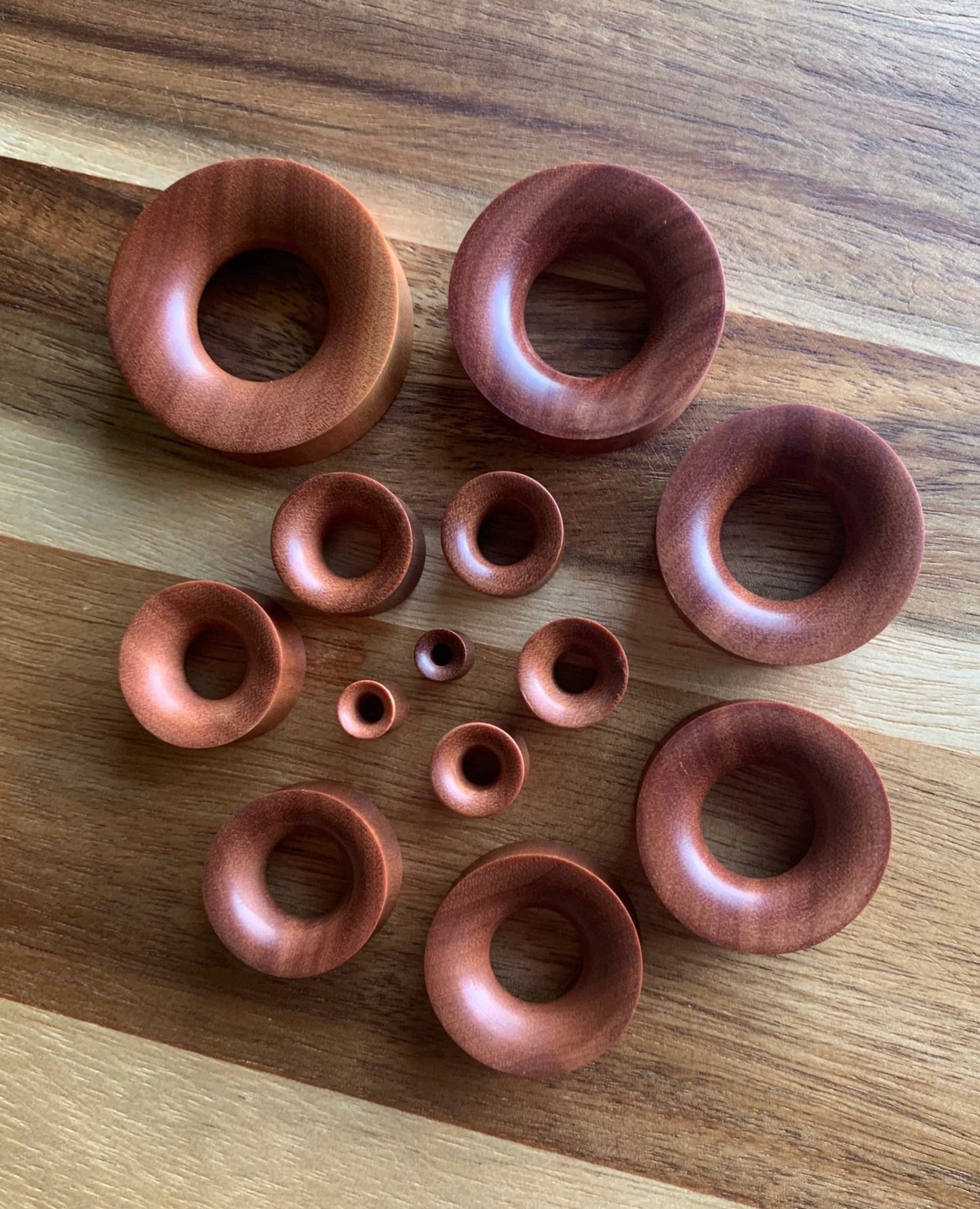 PAIR of Unique Organic Red Saba Wood Tunnels - Gauges 6g (4mm) up to 1&3/8" (35mm) available!