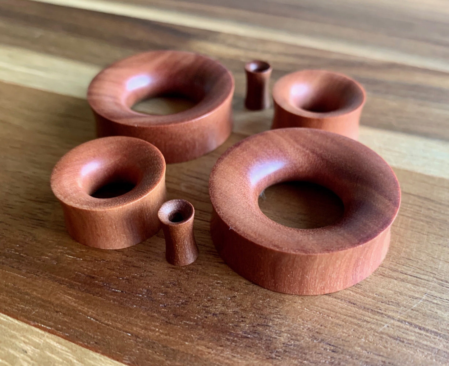 PAIR of Unique Organic Red Saba Wood Tunnels - Gauges 6g (4mm) up to 1&3/8" (35mm) available!