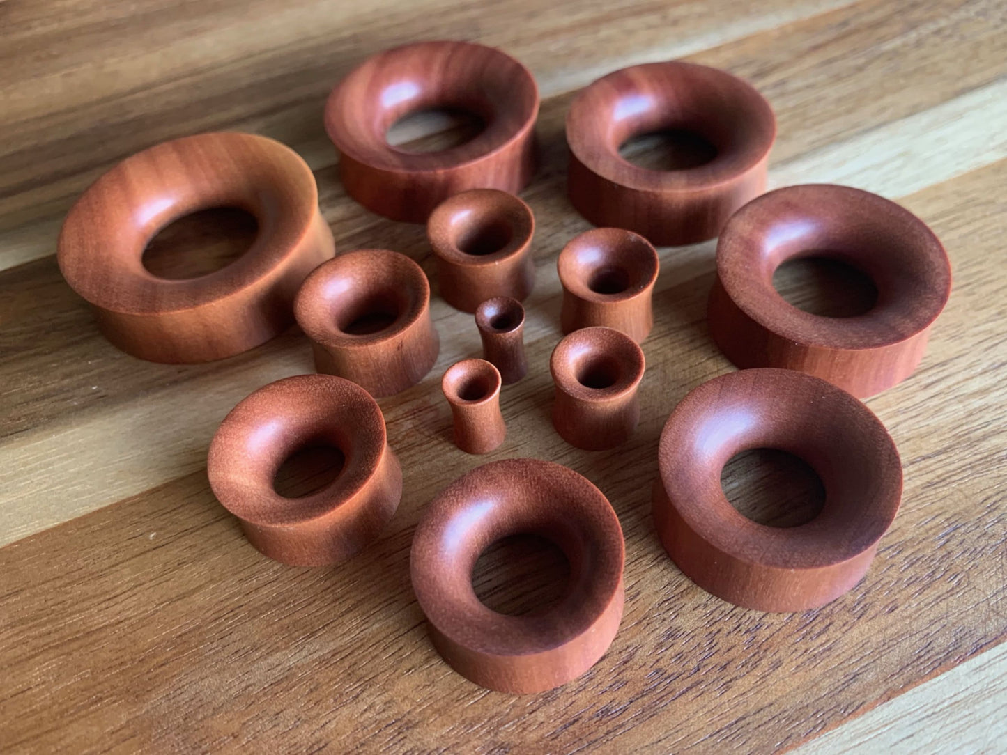 PAIR of Unique Organic Red Saba Wood Tunnels - Gauges 6g (4mm) up to 1&3/8" (35mm) available!