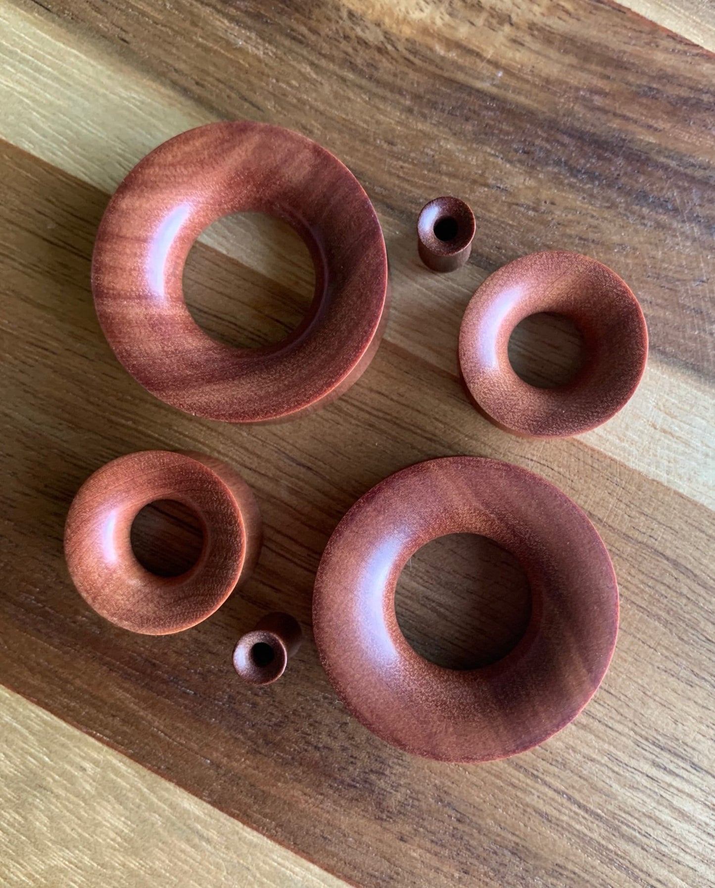 PAIR of Unique Organic Red Saba Wood Tunnels - Gauges 6g (4mm) up to 1&3/8" (35mm) available!