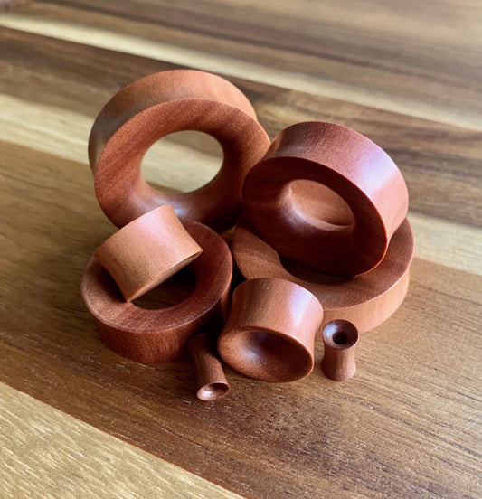 PAIR of Unique Organic Red Saba Wood Tunnels - Gauges 6g (4mm) up to 1&3/8" (35mm) available!