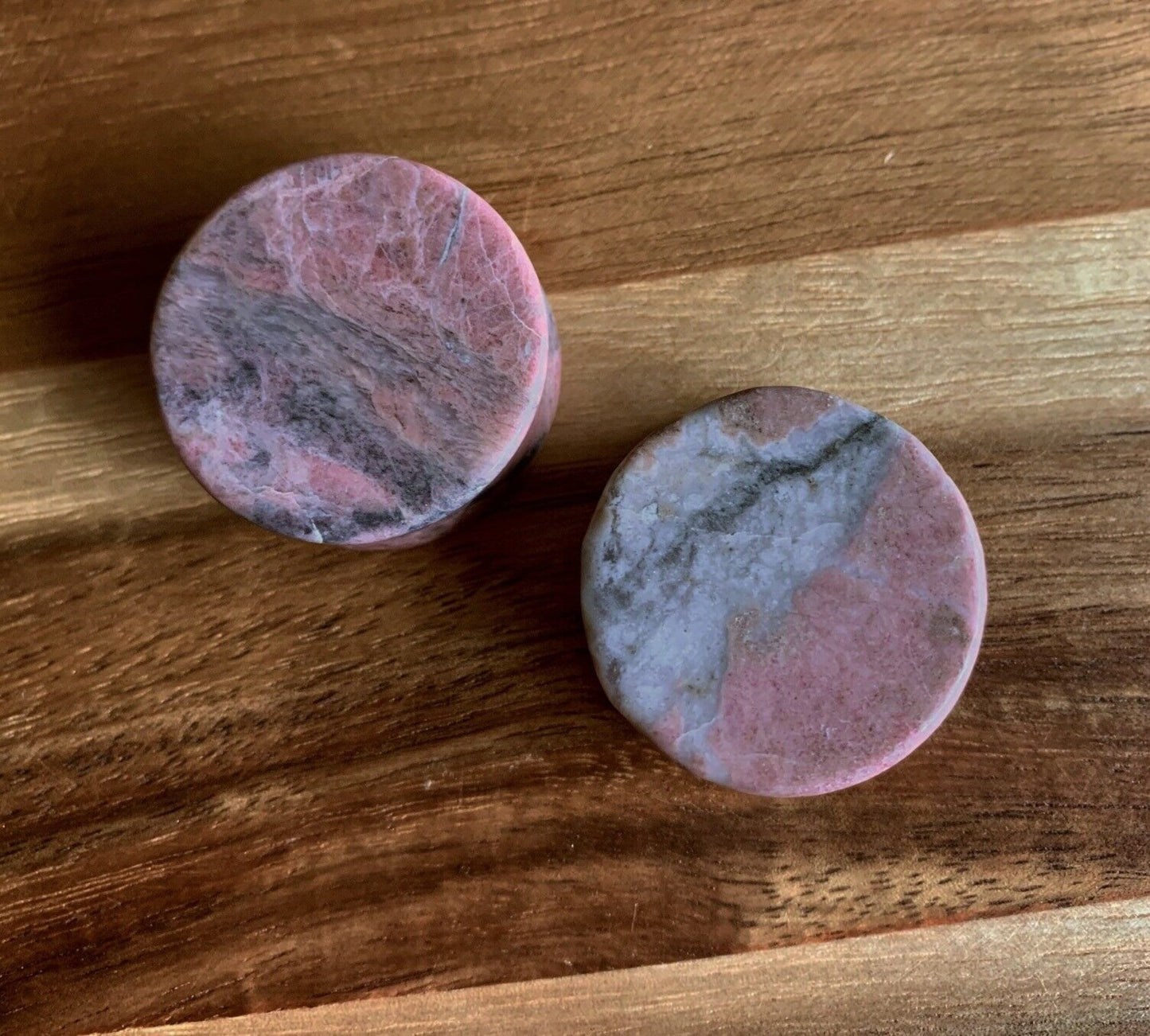 PAIR of Stunning Rhodonite Stone Plugs Organic Plugs - Gauges 2g (6mm) through 1" (25mm) available!