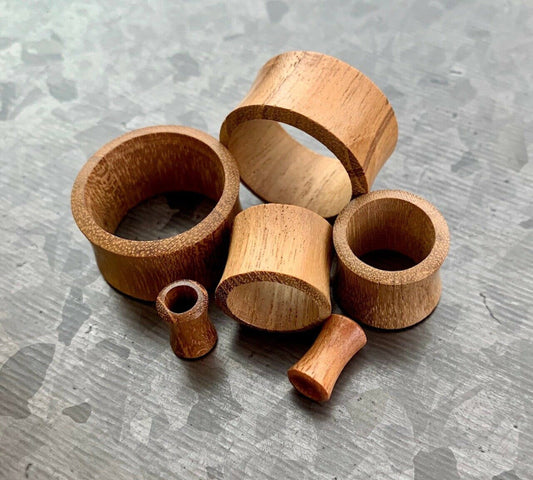 PAIR of Unique Organic Teak Wood Double Flare Tunnels/Plugs - Gauges 8g (3.2mm) up to 1" (25mm) available!
