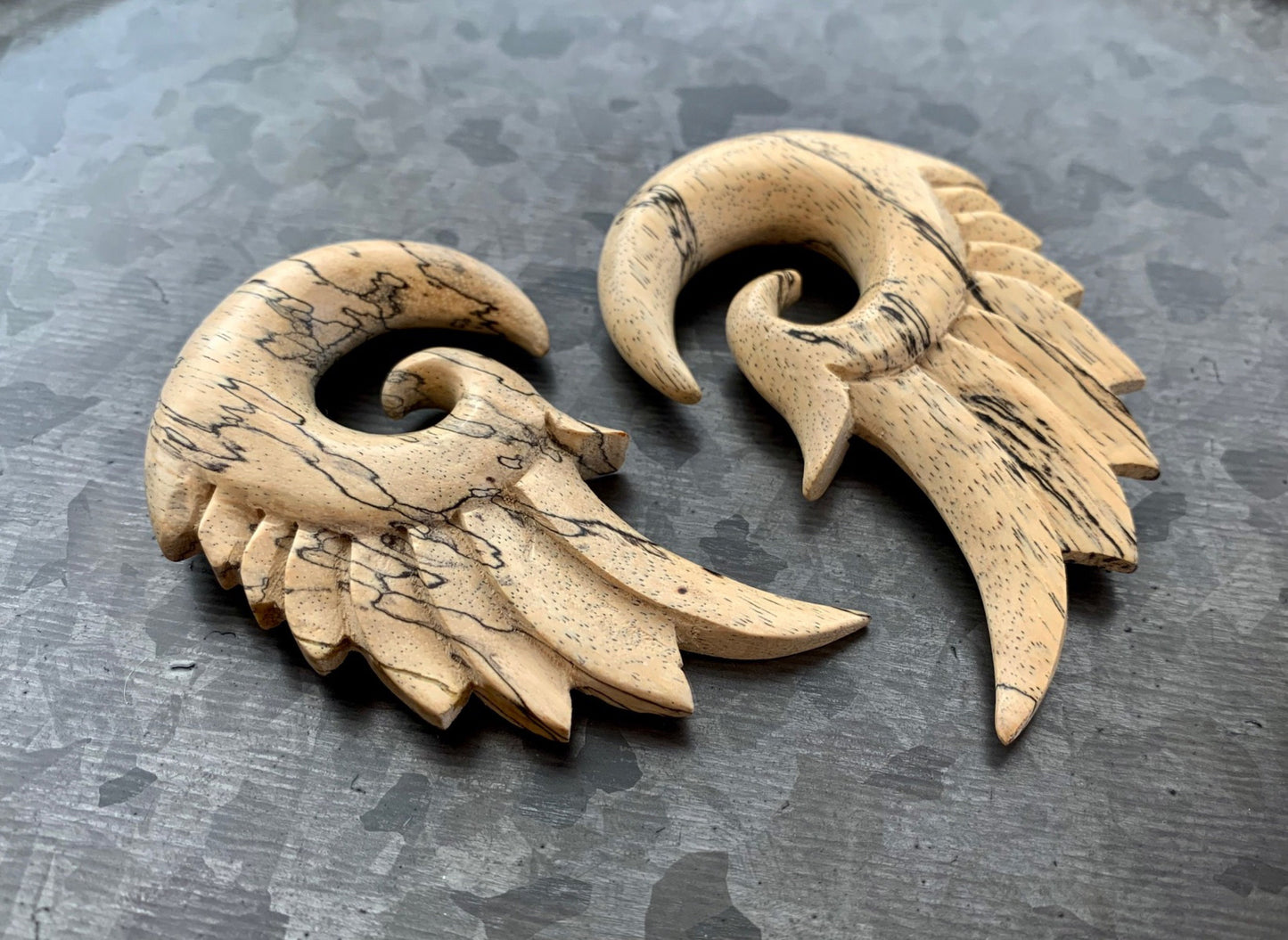 PAIR of Stunning Organic Tamarind Wood Wing Tapers/Hangers - Gauges 4g (5mm) up to 0000g (12mm) available!