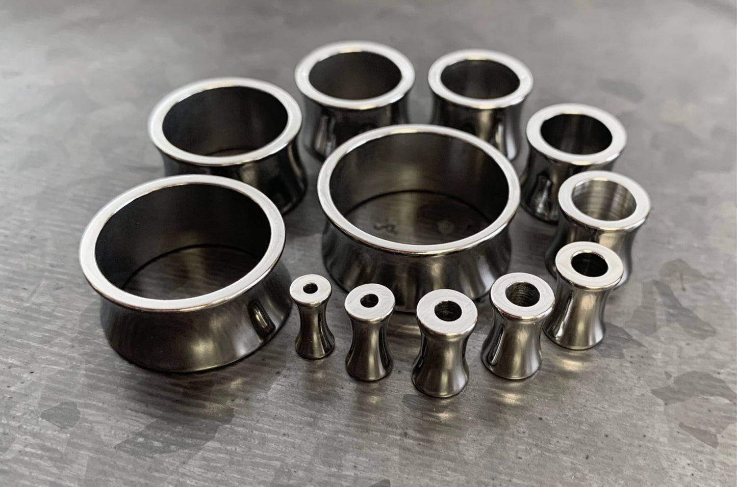 PAIR of Beautiful Steel Saddle Double Flare Tunnels/Plugs - Gauges 8g (3.2mm) thru 1" (25mm) available!