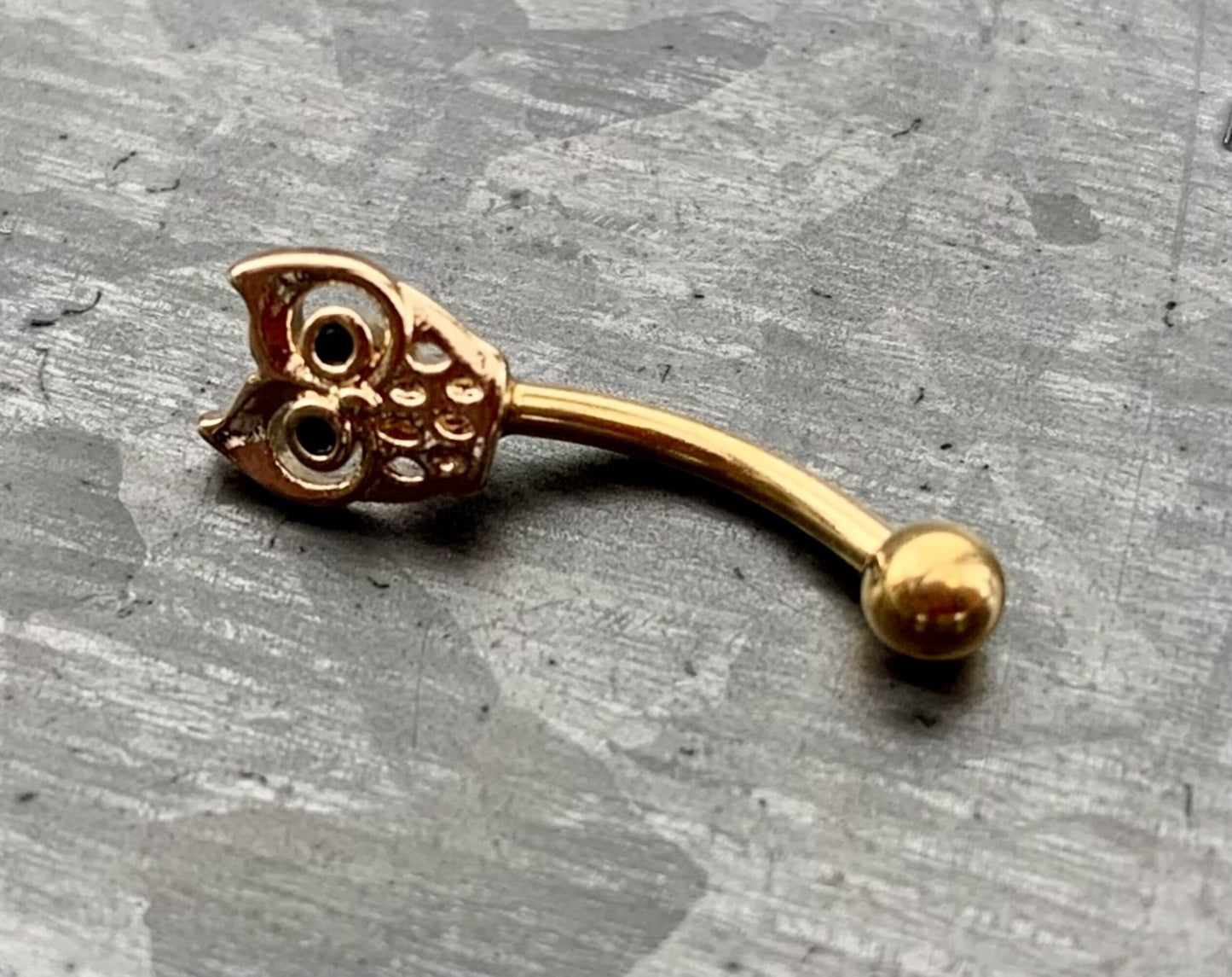 1 Owl Surgical Steel Eyebrow Ring with Curved Barbell - 16g (1.2mm), length 5/16" (8mm), Ball 3mm - Silver, Gold or Rose Gold available!