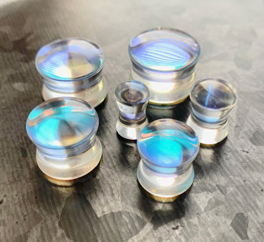 PAIR of Beautiful Iridescent Glass Double Flare Plugs - Gauges 2g (6mm) through 1 1/4" (32mm) available!
