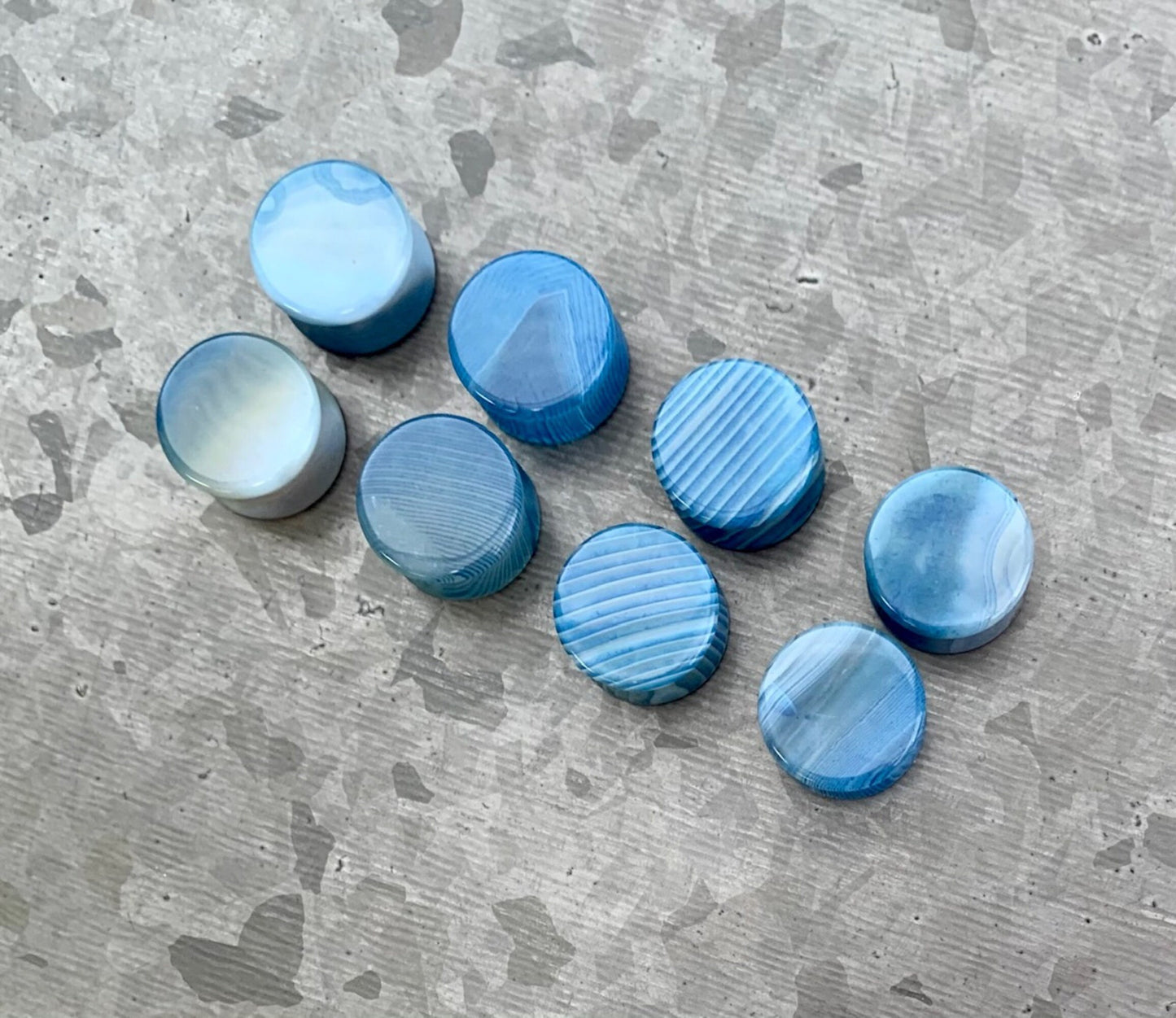 PAIR of Unique Blue Striped Agate Organic Double Flare Stone Tunnels- Gauges 2g (6mm) to 5/8" (16mm) available!