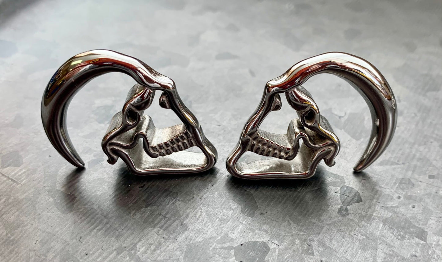 PAIR of Stunning 316L Surgical Steel Skull Hanging Tapers Expanders - Gauges 14g (1.6mm) thru 0g (8mm) available!