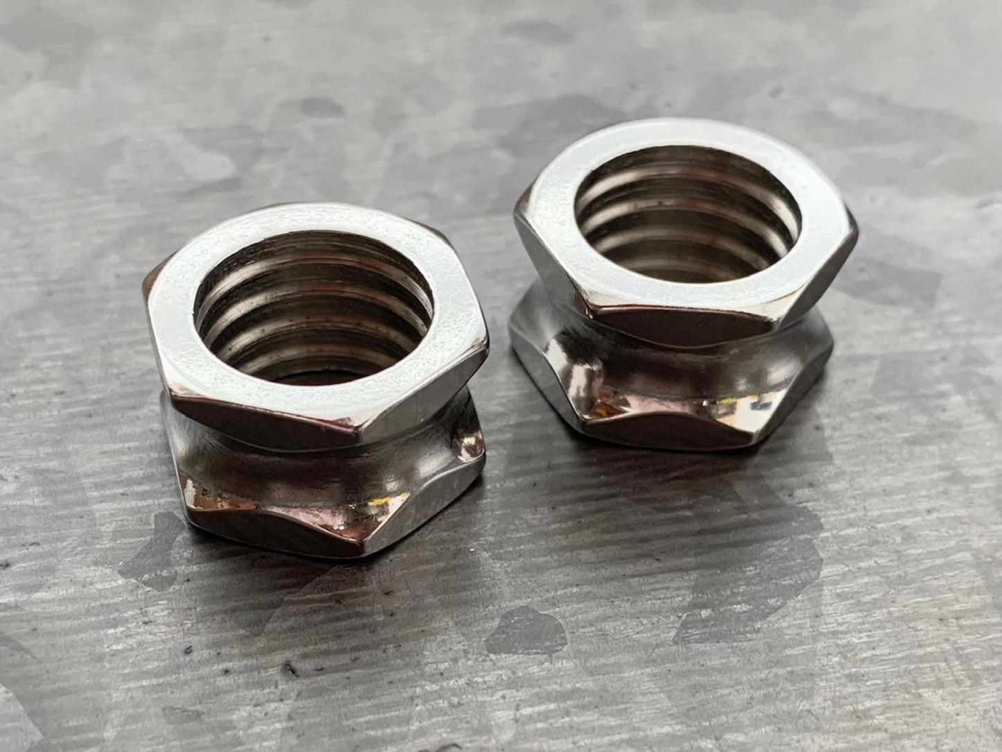 PAIR of Stunning 316L Surgical Steel Hexagon Bolt Double Flare Tunnels - Gauges 2g (6mm) thru 5/8" (16mm) available!