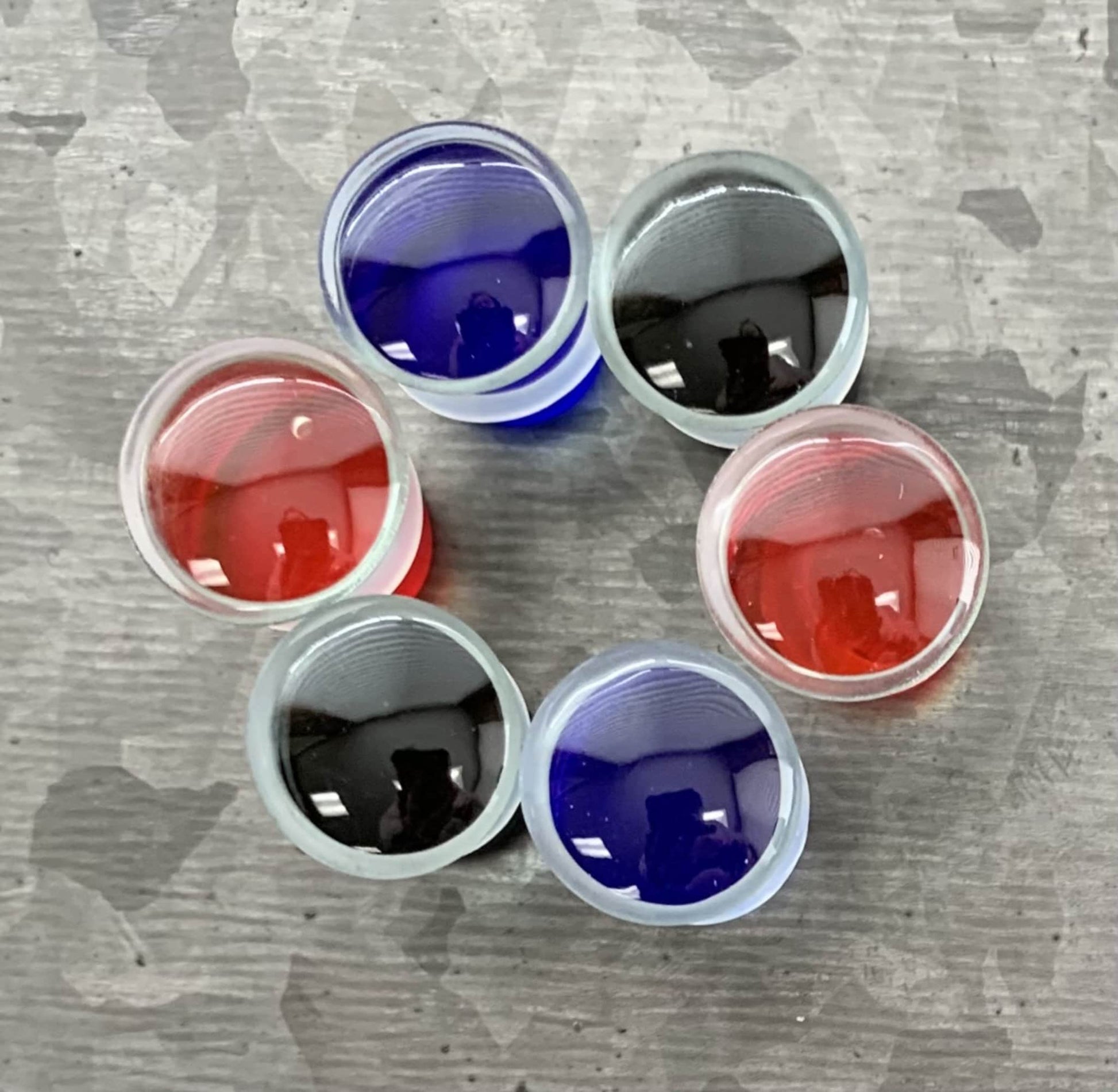 PAIR of Unique Single Flare Glass Plugs/Tunnels with O-Rings - Black, Blue or Red & Gauges 2g (6mm) through 1/2" (12mm) available!