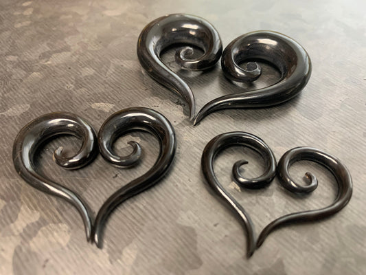 Pair of Unique Spiral Organic Buffalo Horn Tapers/Plugs - Gauges 6g (4mm) up to 00g (10mm) available!