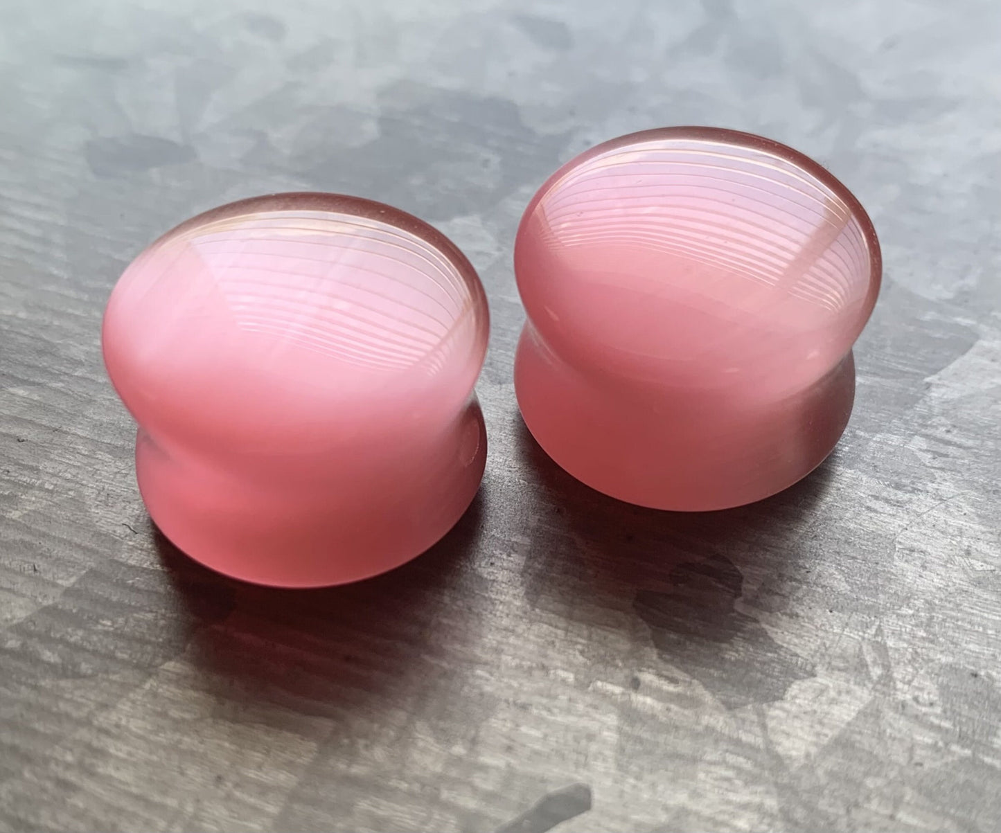 PAIR of Unique Pink Cat Eye Stone Plugs/Tunnels - Gauges 2g (6mm) up to 5/8" (16mm) available!
