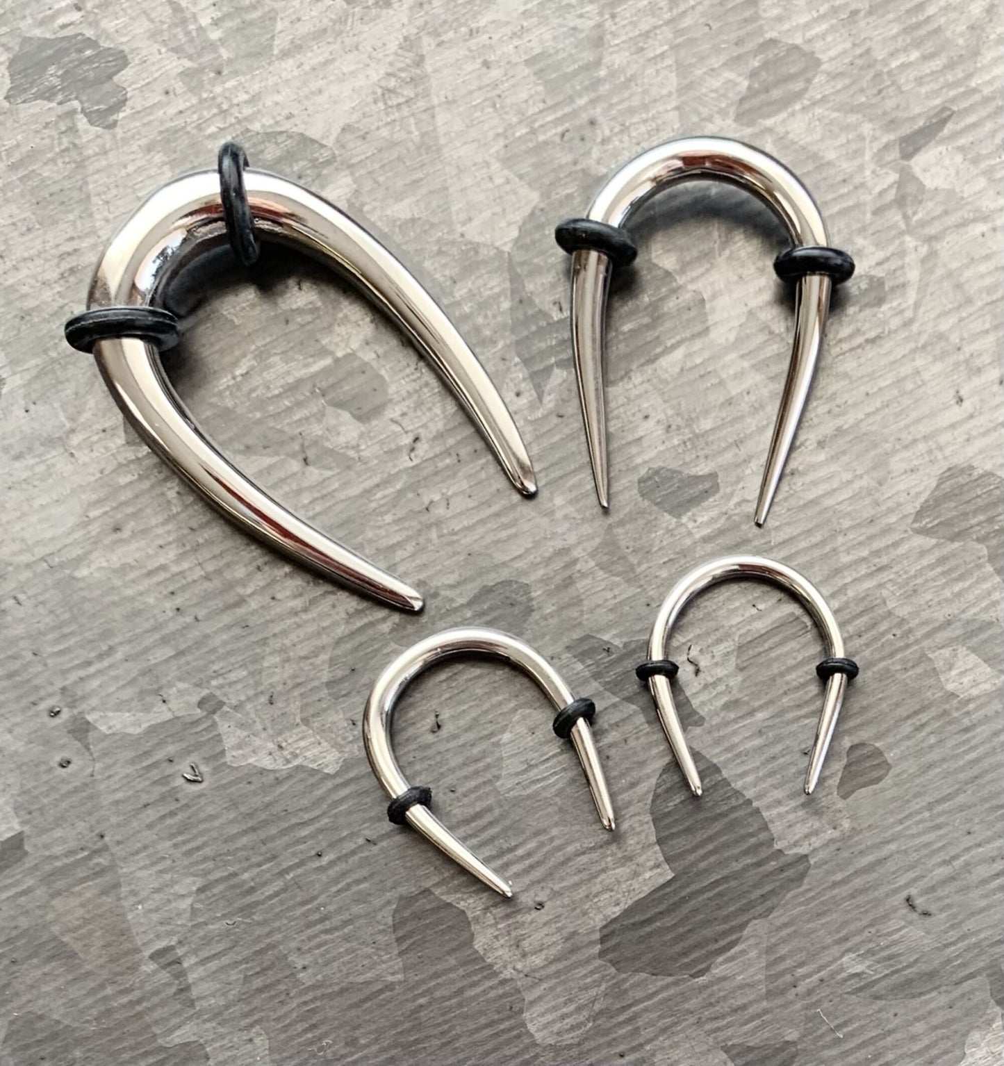 PAIR of Stunning 316L Surgical Steel Buffalo Hanging Tapers Expanders with O-Rings - Gauges 14g (1.6mm) and 12g (2.05mm) available!