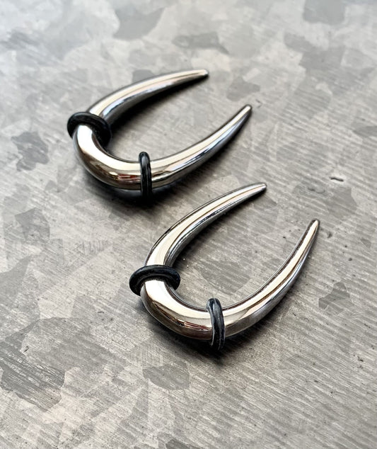 PAIR of Stunning 316L Surgical Steel Buffalo Hanging Tapers Expanders with O-Rings - Gauges 14g (1.6mm) and 12g (2.05mm) available!