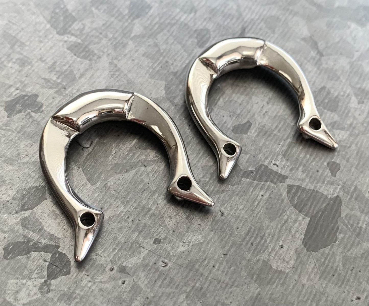 PAIR of Unique 316L Surgical Steel Tribal Fang Hanging Tapers Expanders - Gauges 10g (2.4mm) thru 0g (8mm) available!