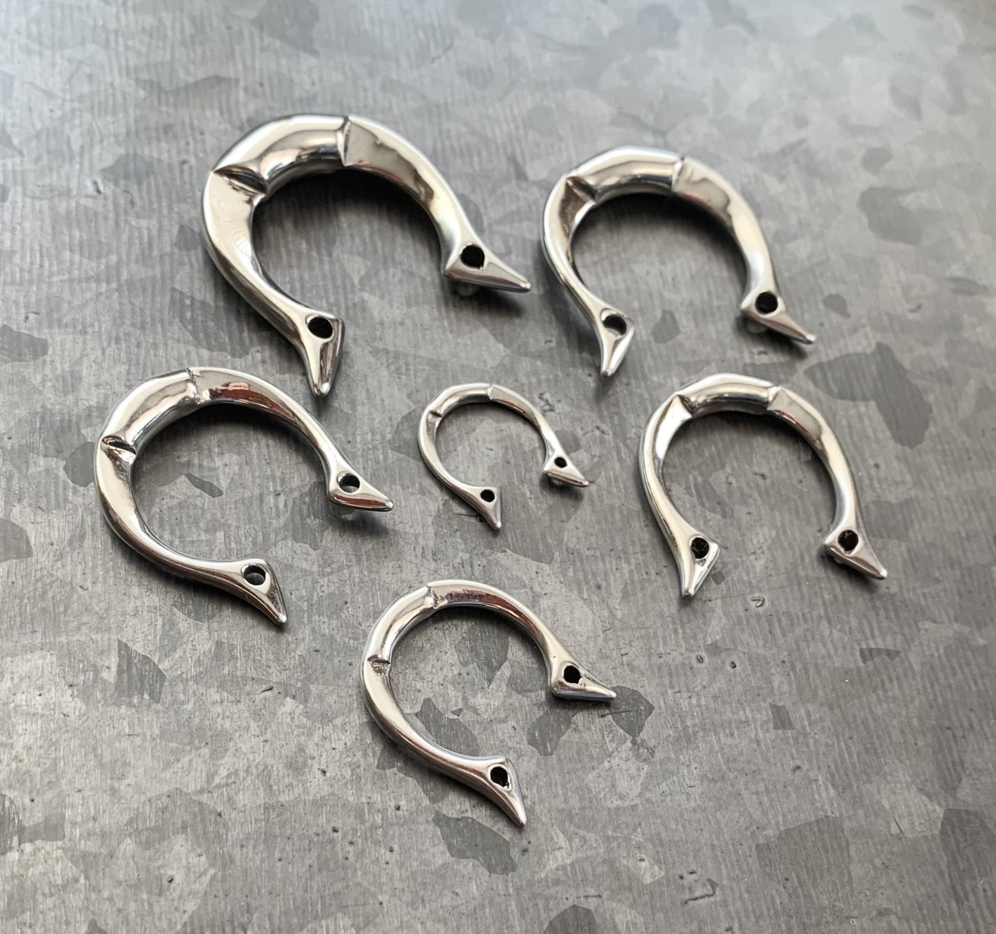 PAIR of Unique 316L Surgical Steel Tribal Fang Hanging Tapers Expanders - Gauges 10g (2.4mm) thru 0g (8mm) available!