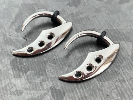 PAIR of Grim Reaper-Fang Style Steel Tapers Hangers / Lobe Expander - Gauges 14g (1.6mm) thru 8g (3.2mm) available!