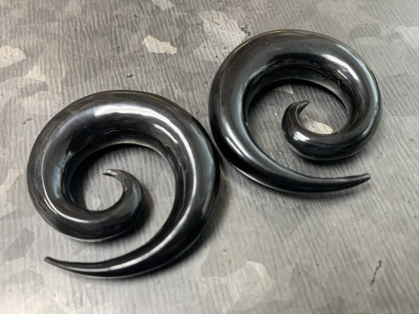 Pair of Original Spiral Organic Buffalo Horn Tapers/Plugs - Gauges 6g (4mm) up to 00g (10mm) available!