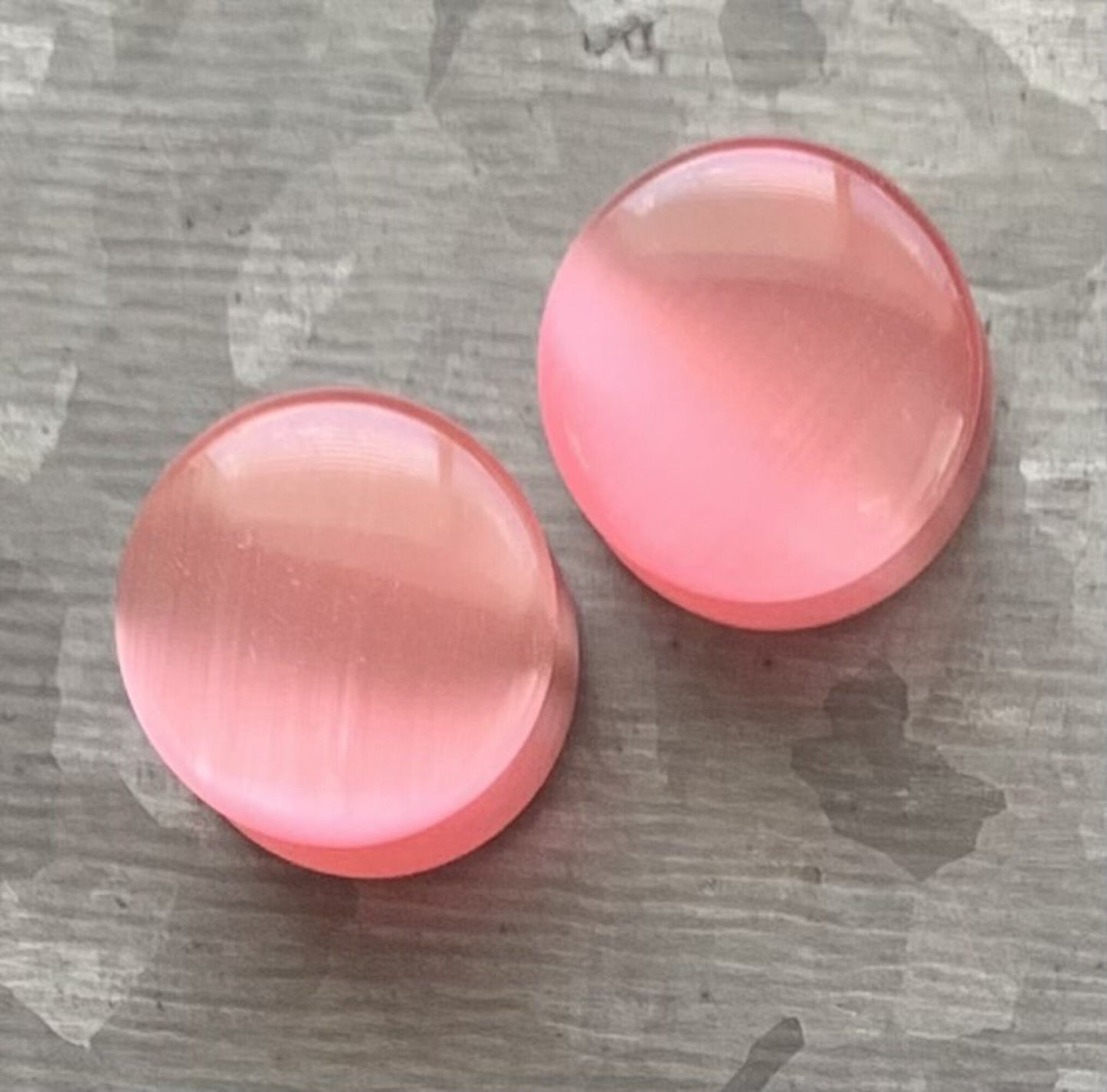 PAIR of Unique Pink Cat Eye Stone Plugs/Tunnels - Gauges 2g (6mm) up to 5/8" (16mm) available!