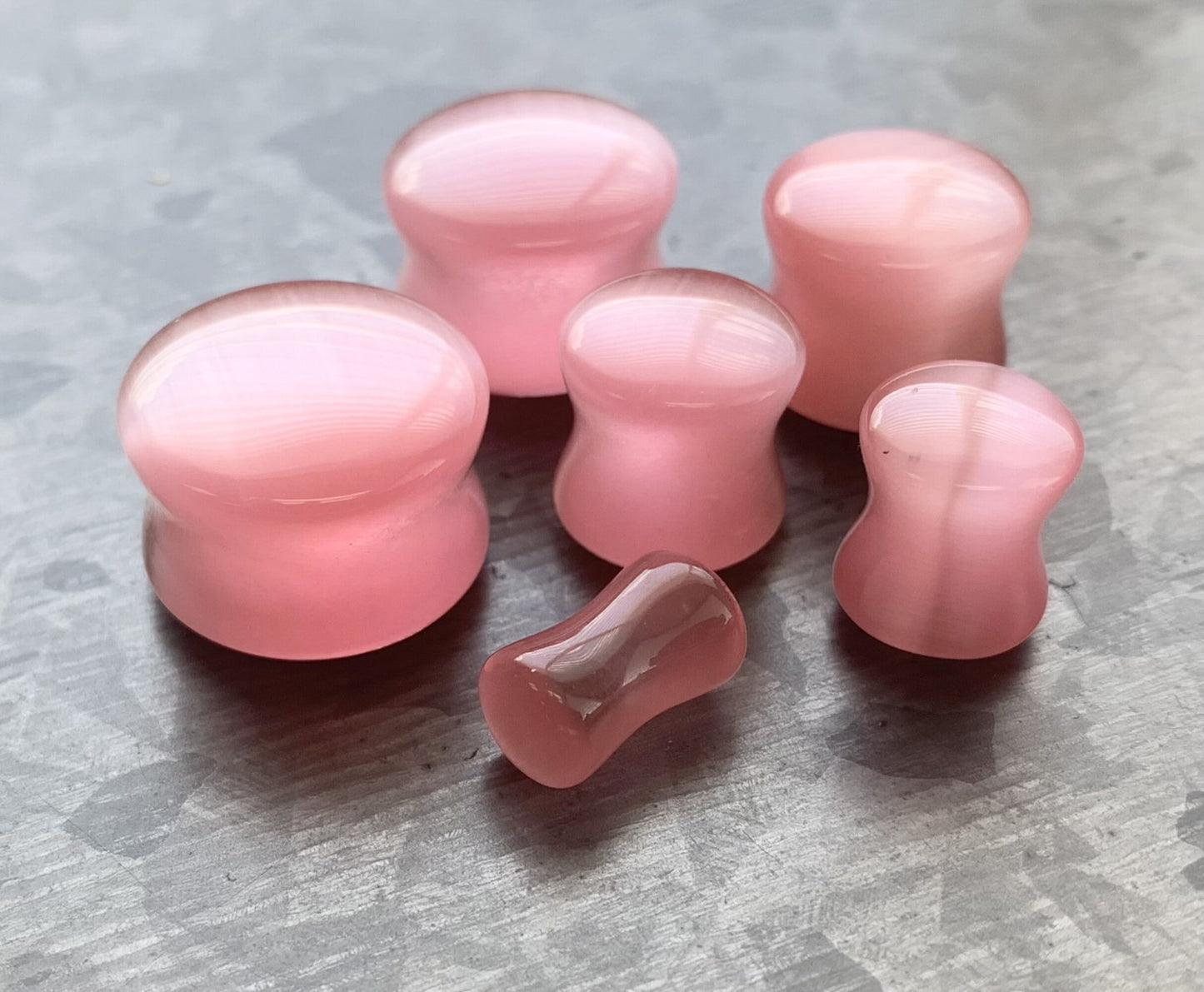PAIR of Unique Pink Cat Eye Stone Plugs/Tunnels - Gauges 2g (6mm) up to 5/8" (16mm) available!