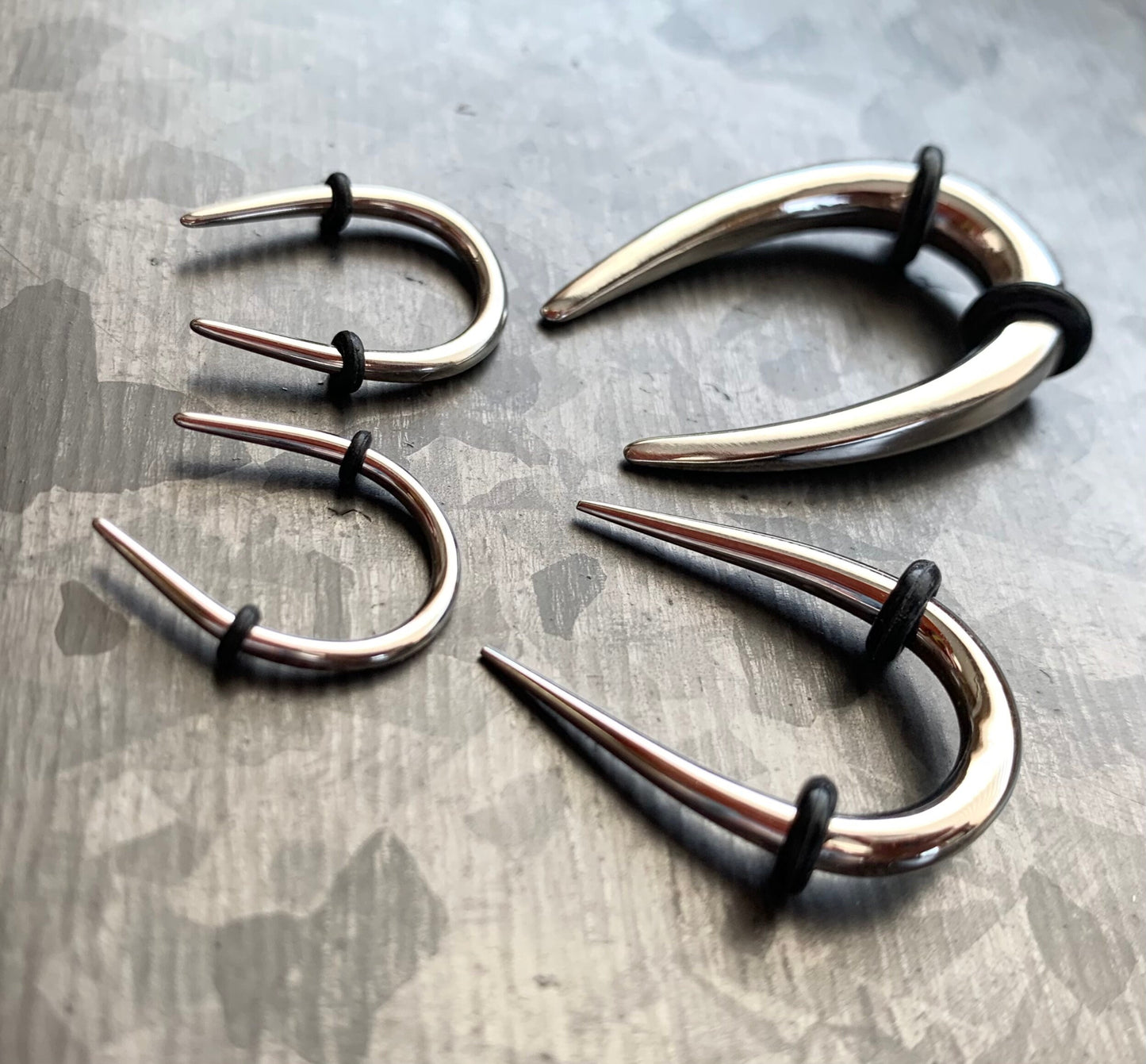 PAIR of Stunning 316L Surgical Steel Buffalo Hanging Tapers Expanders with O-Rings - Gauges 14g (1.6mm) and 12g (2.05mm) available!