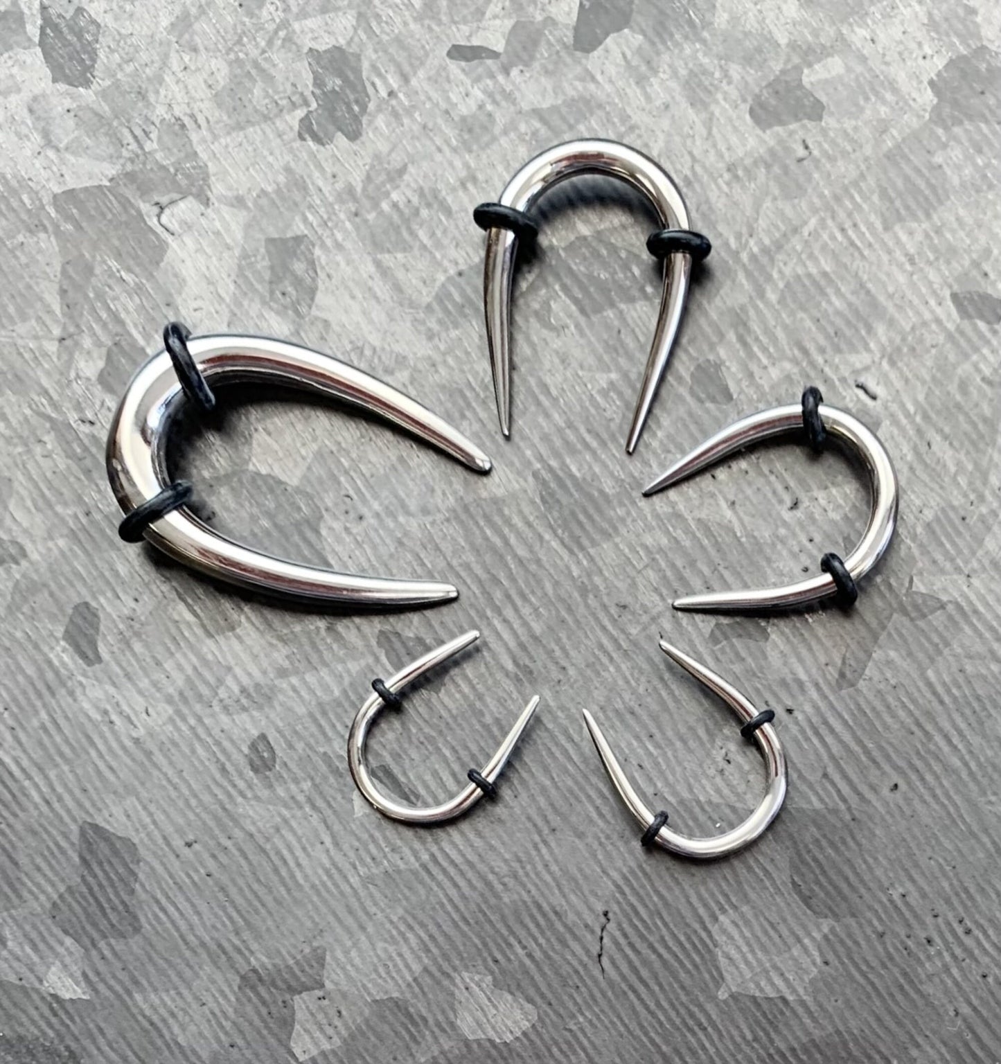 PAIR of Stunning 316L Surgical Steel Buffalo Hanging Tapers Expanders with O-Rings - Gauges 14g (1.6mm) and 12g (2.05mm) available!