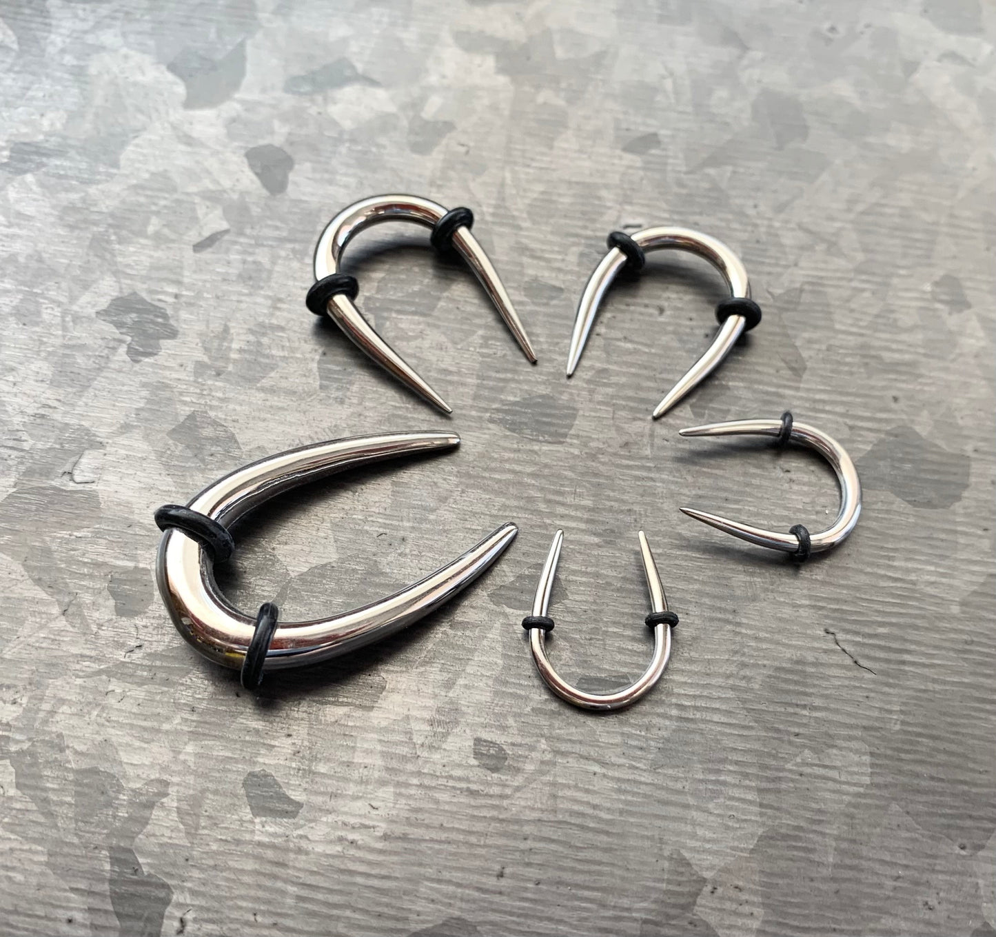 PAIR of Stunning 316L Surgical Steel Buffalo Hanging Tapers Expanders with O-Rings - Gauges 14g (1.6mm) and 12g (2.05mm) available!