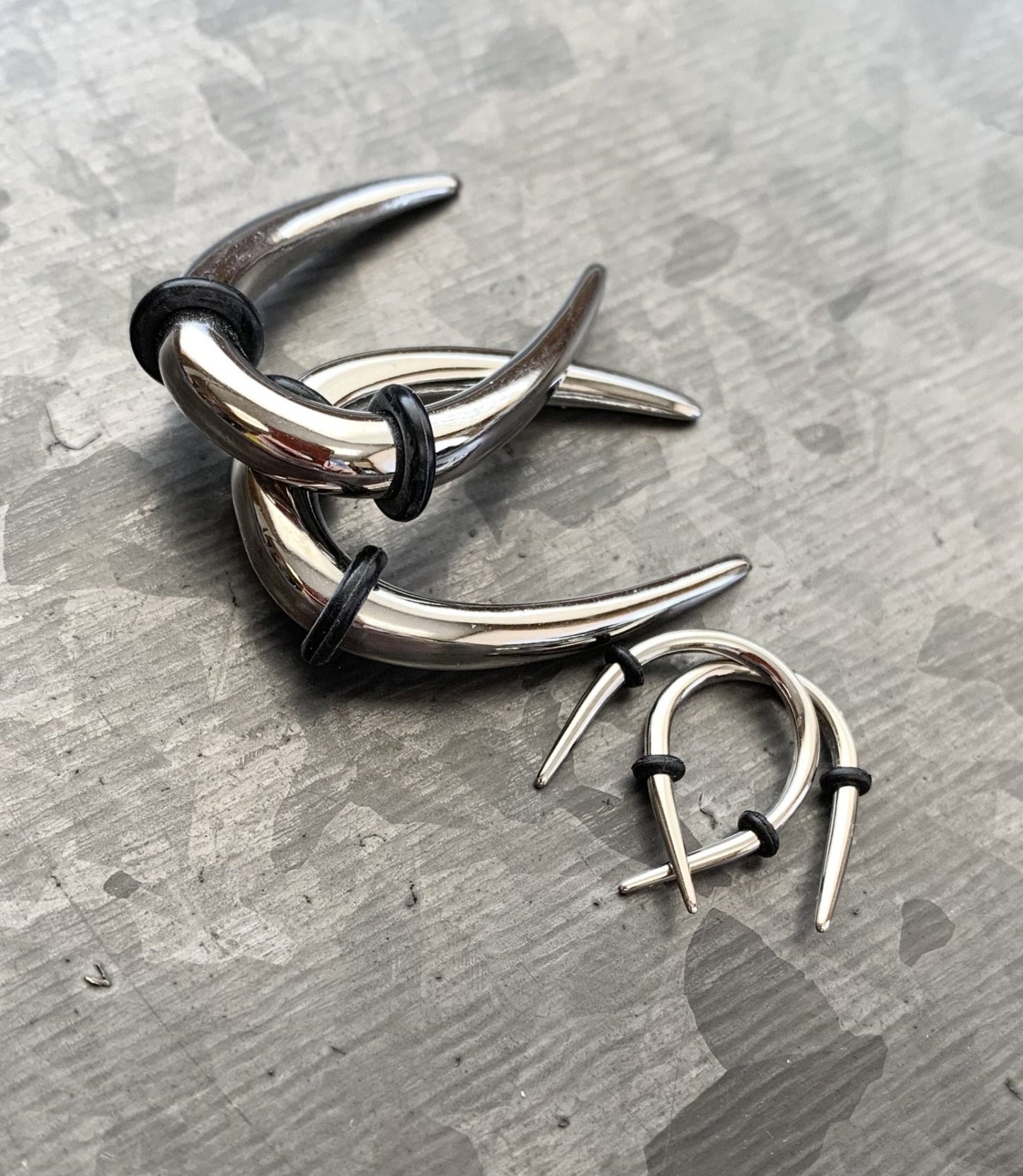 PAIR of Stunning 316L Surgical Steel Buffalo Hanging Tapers Expanders with O-Rings - Gauges 14g (1.6mm) and 12g (2.05mm) available!