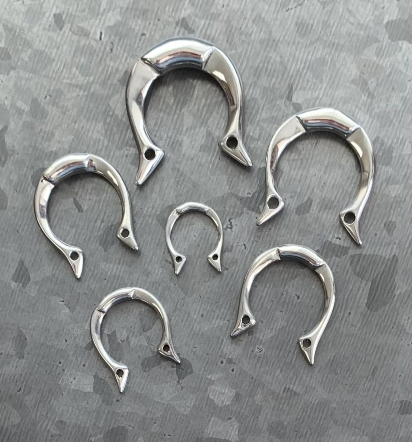 PAIR of Unique 316L Surgical Steel Tribal Fang Hanging Tapers Expanders - Gauges 10g (2.4mm) thru 0g (8mm) available!