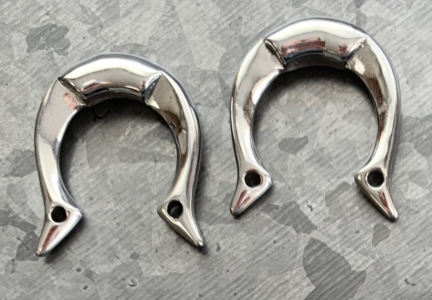 PAIR of Unique 316L Surgical Steel Tribal Fang Hanging Tapers Expanders - Gauges 10g (2.4mm) thru 0g (8mm) available!