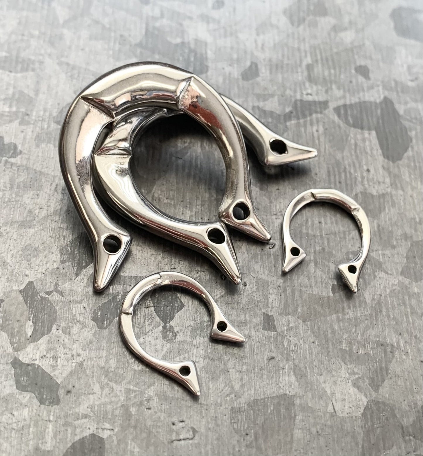 PAIR of Unique 316L Surgical Steel Tribal Fang Hanging Tapers Expanders - Gauges 10g (2.4mm) thru 0g (8mm) available!